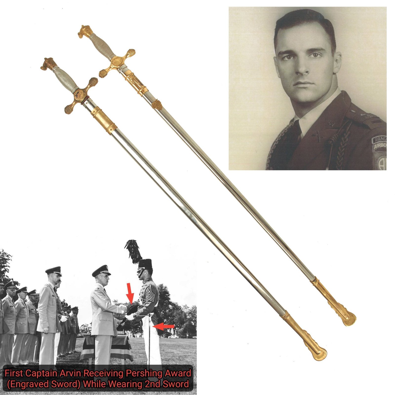 Buy Original U.S. Vietnam War Named Model 1922 West Point Cadet Sword for MAC-V Advisor Captain Carl Arvin, Killed in Action October 8, 1967 | Original Firearms Antique For Sale