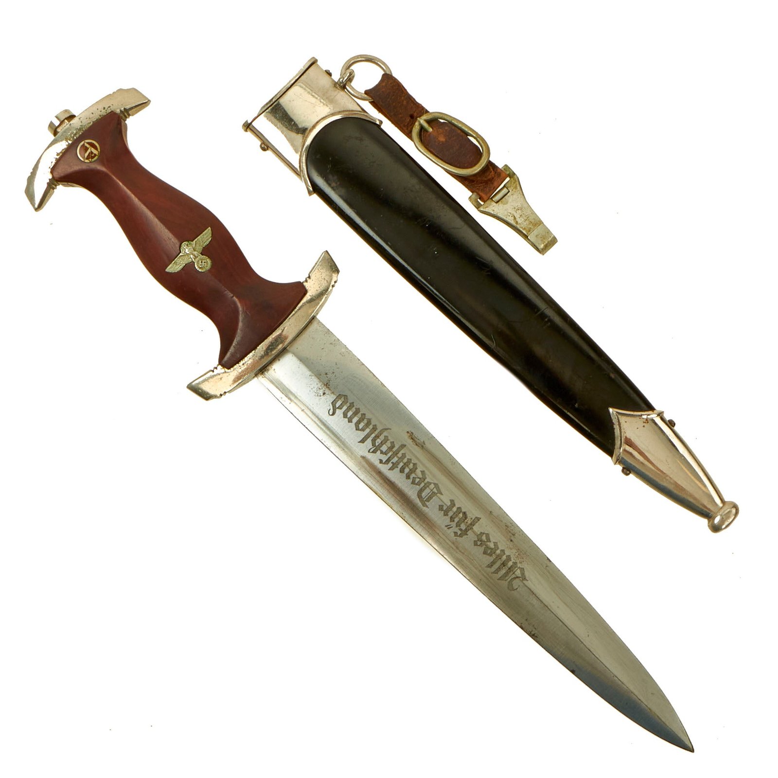 Buy Original German WWII Transitional NSKK Dagger by Tigerwerk Lauterjung & Co. with Scabbard & Hanger - RZM M7/68 | Original Firearms Antique For Sale
