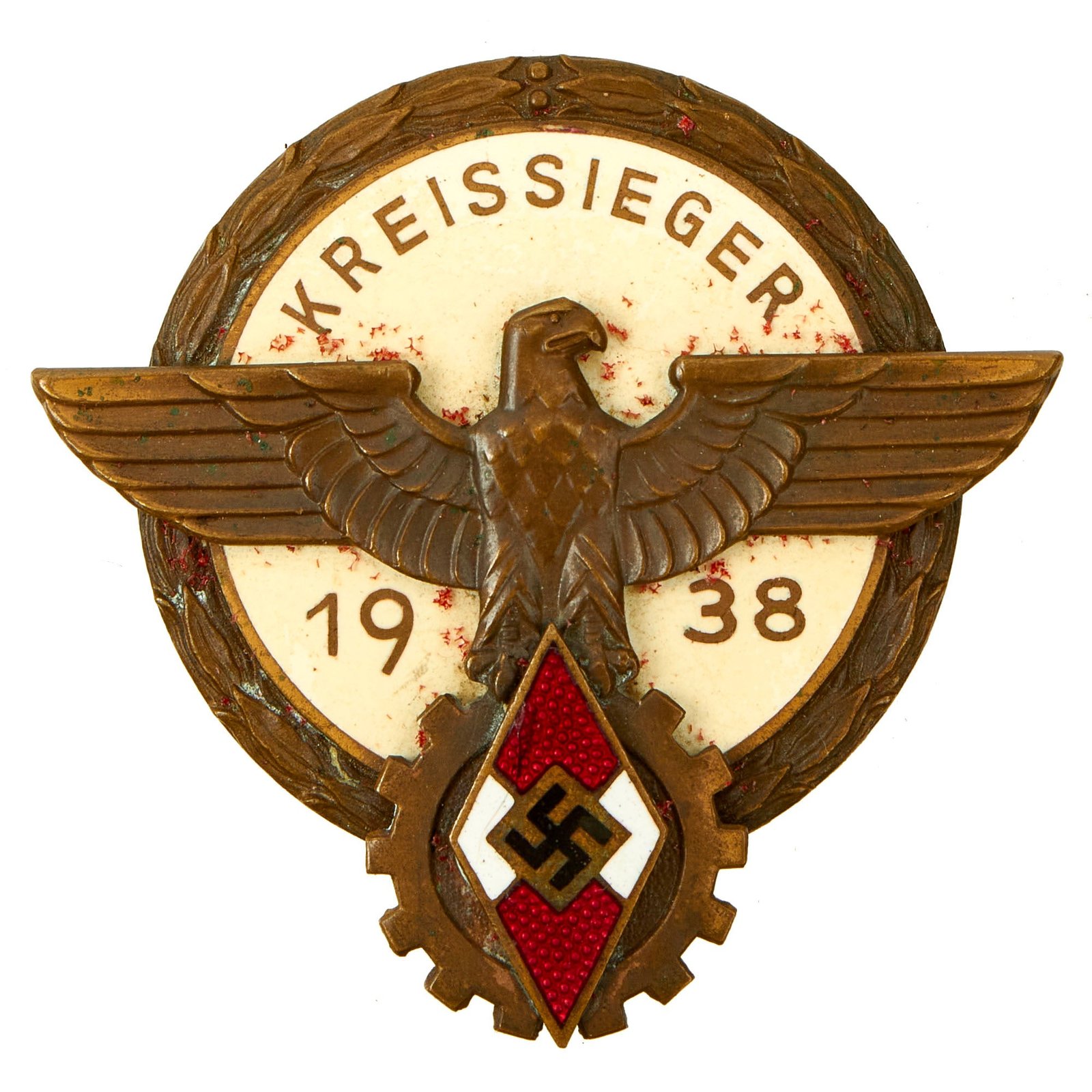 Buy Original German WWII HJ / DAF Kreis Level National Trade Competition Badge by G. Brehmer of Markneukirchen - Kreissieger | Original Firearms Antique For Sale