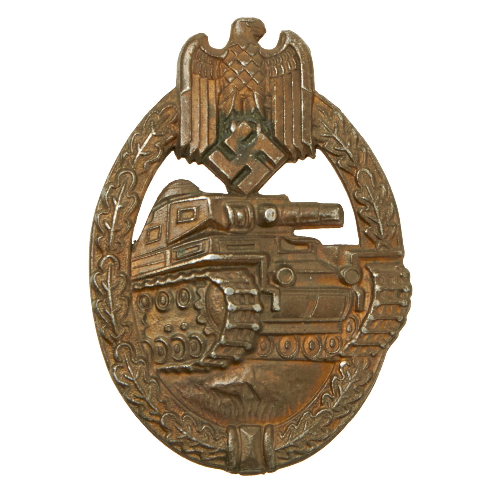Buy Original German WWII Bronze Grade Panzer Assault Tank Badge - Unmarked Scoop Back Style | Original Firearms Antique For Sale