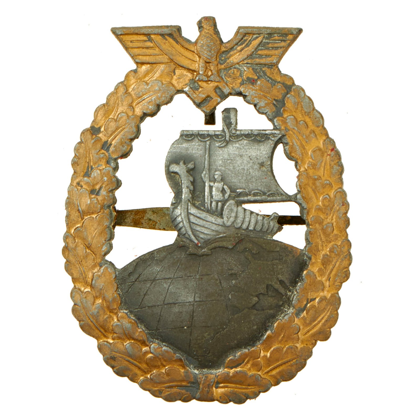Buy Original German WWII French Made Kriegsmarine Navy Auxiliary Cruiser War Badge - Bacqueville Attributed | Original Firearms Antique For Sale