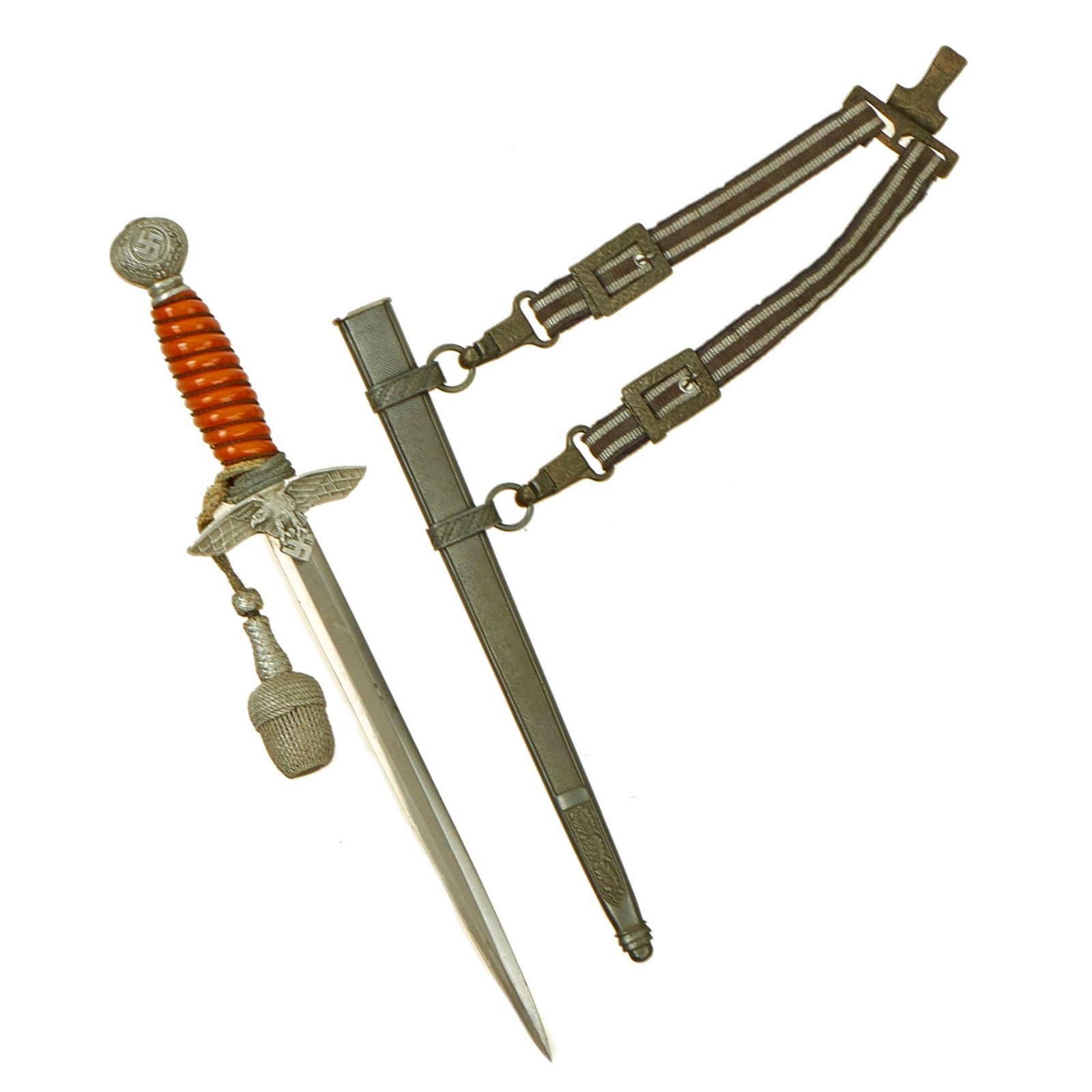 Buy Original WWII German 2nd Model Luftwaffe Dagger by Lauterjung & Sohn Puma-Werk with Scabbard, Hanger & Portepee | Original Firearms Antique For Sale
