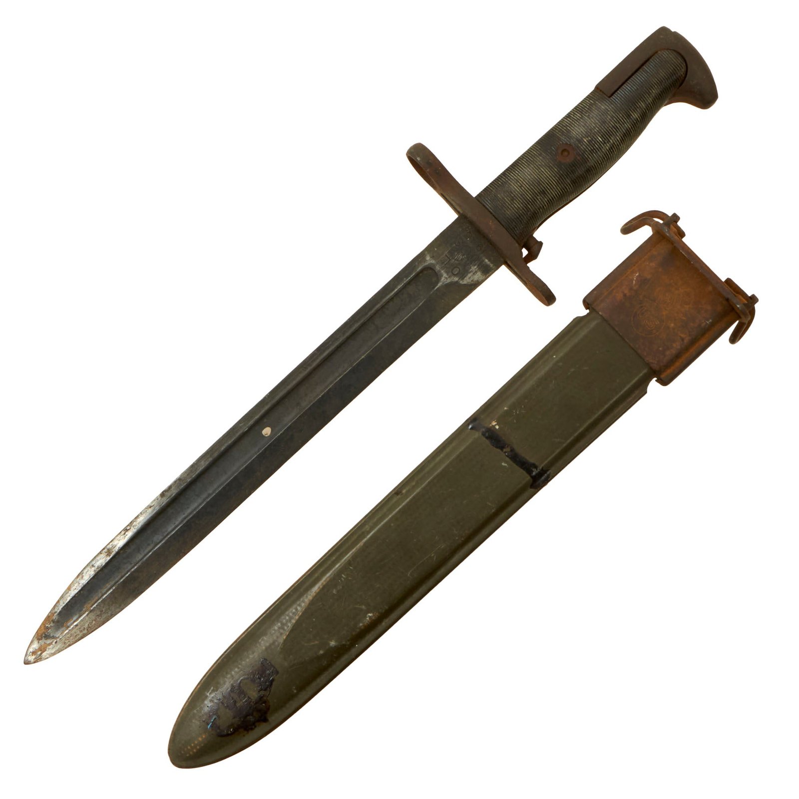 Buy Original U.S. WWII M1 Garand 10 inch Cut Down Bayonet by Oneida Limited with M7 Scabbard - Dated 1943 | Original Firearms Antique For Sale