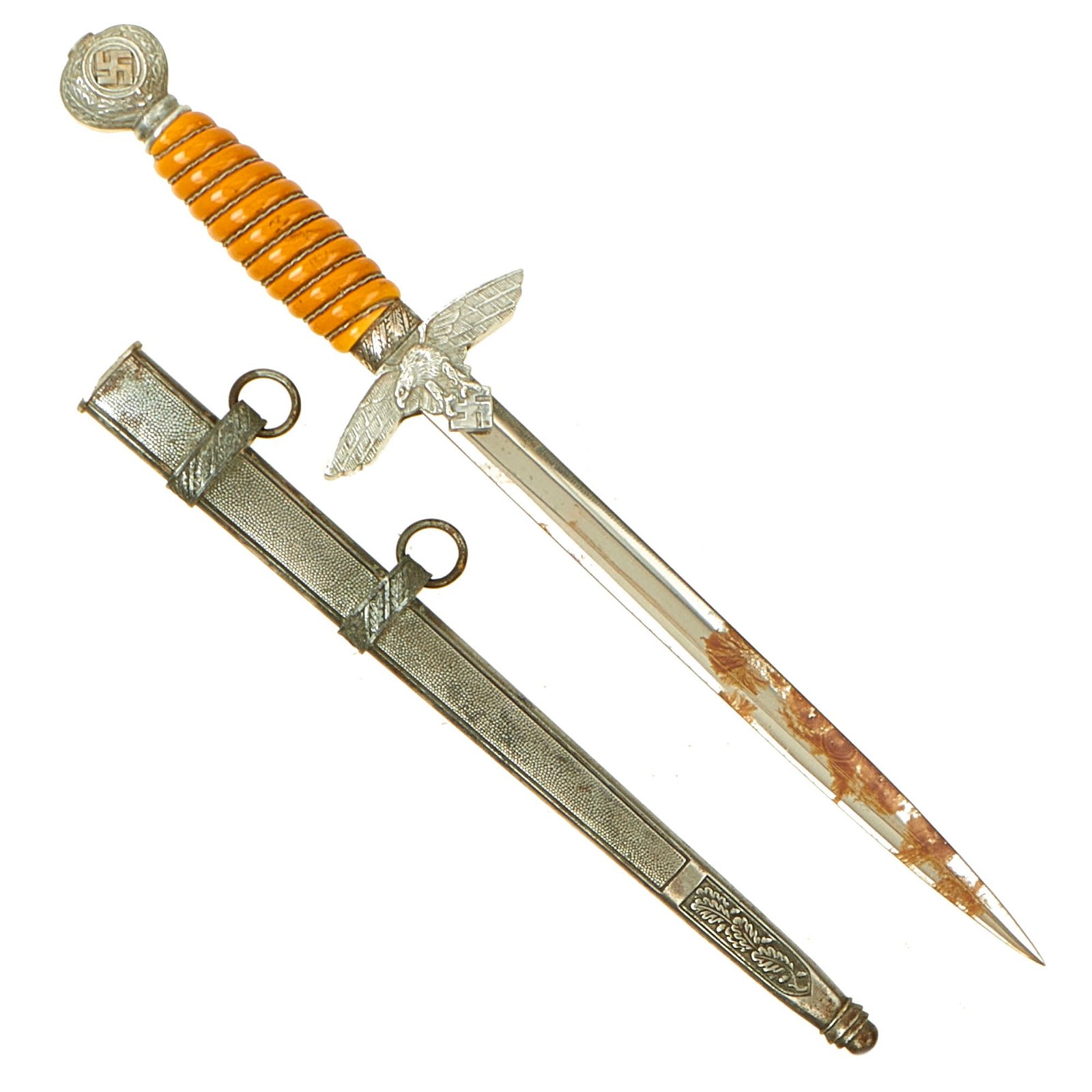 Buy Original German WWII 2nd Model Luftwaffe Dagger by Robert Klaas of Solingen with Scabbard | Original Firearms Antique For Sale
