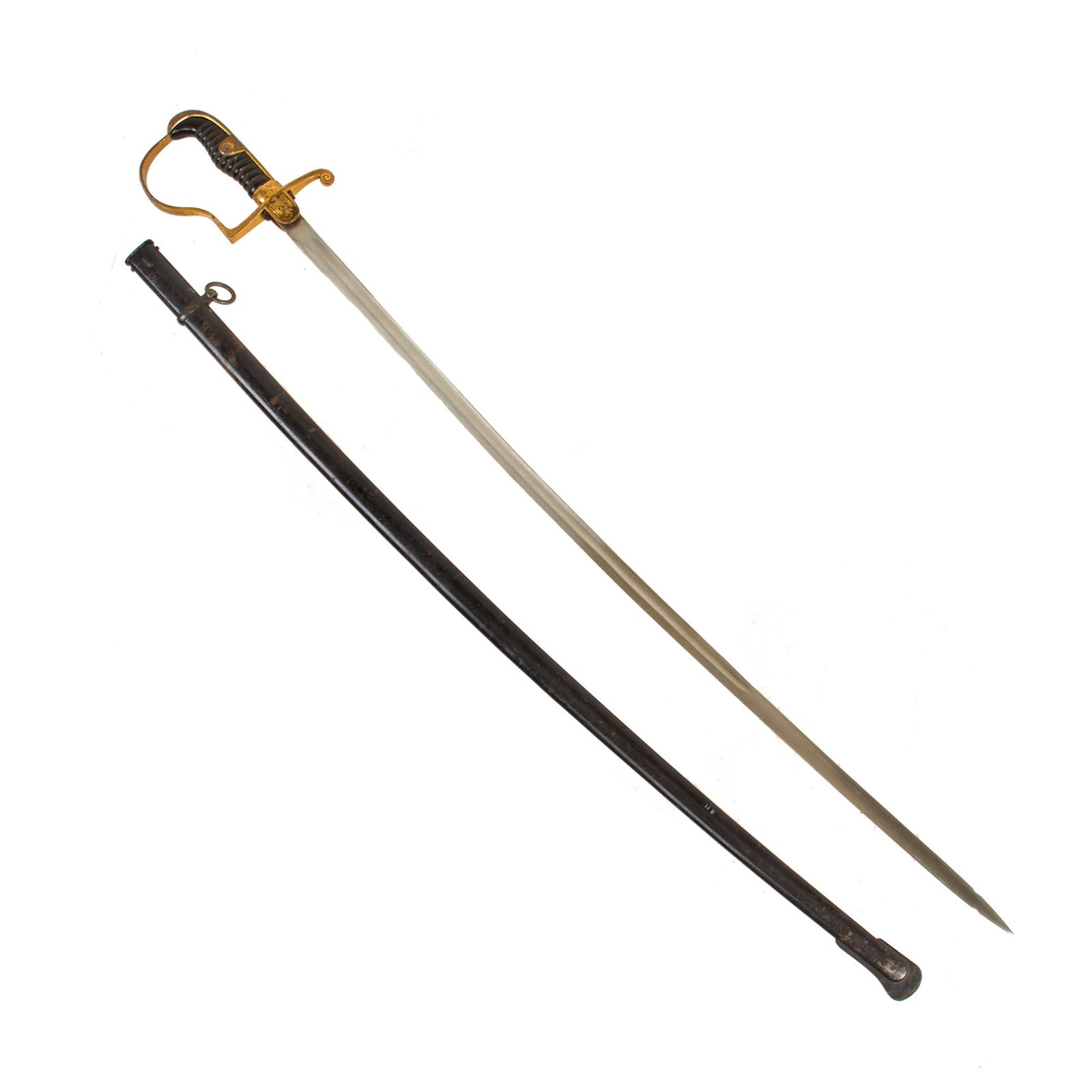 Buy Original German WWII Army Officer Dove Head Sword by F. W. Höller with Monogram on Hilt & Steel Scabbard | Original Firearms Antique For Sale