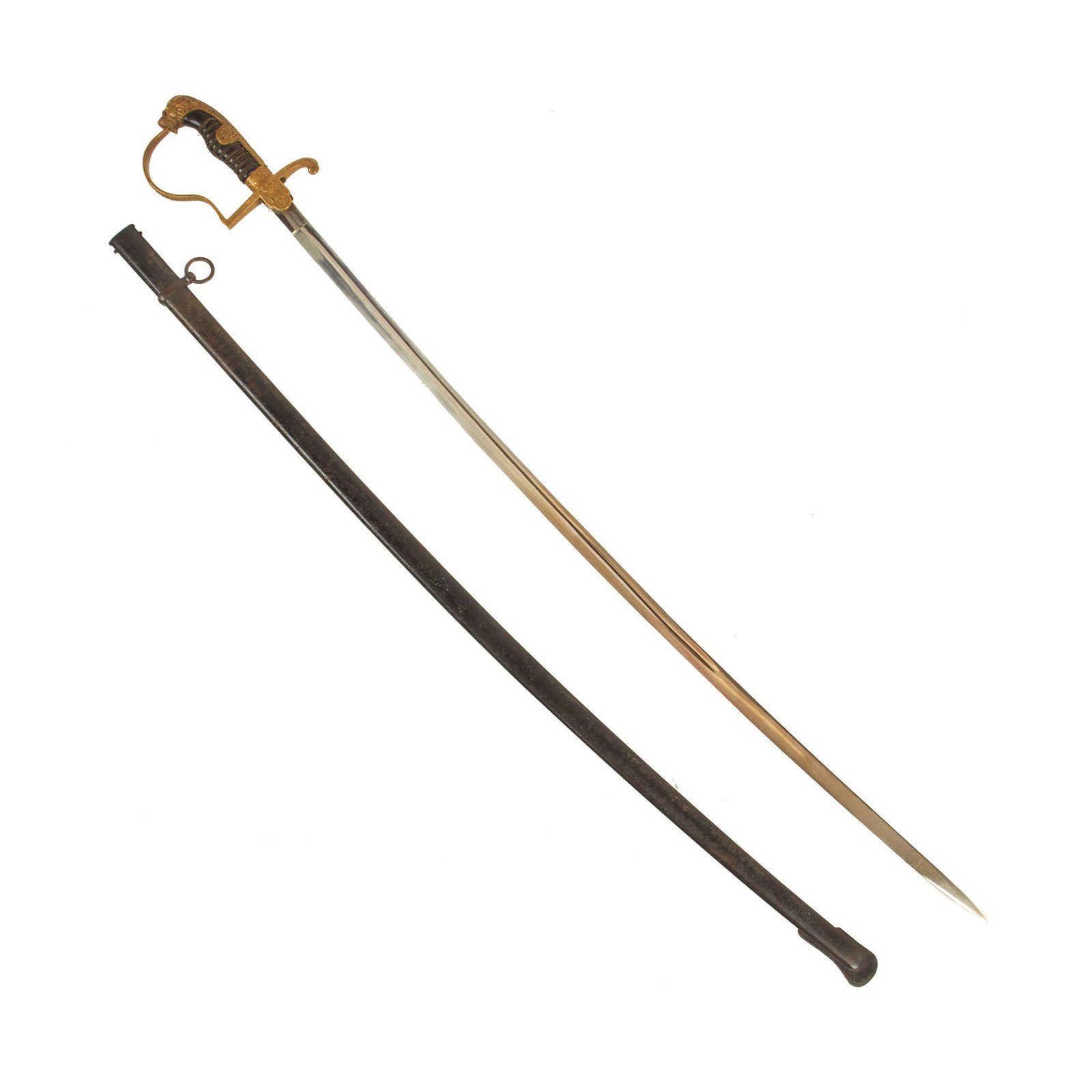 Buy Original German WWII Officer's Lion Head Sword with Scabbard by ALCOSO of Solingen circa 1936 - 1940 | Original Firearms Antique For Sale