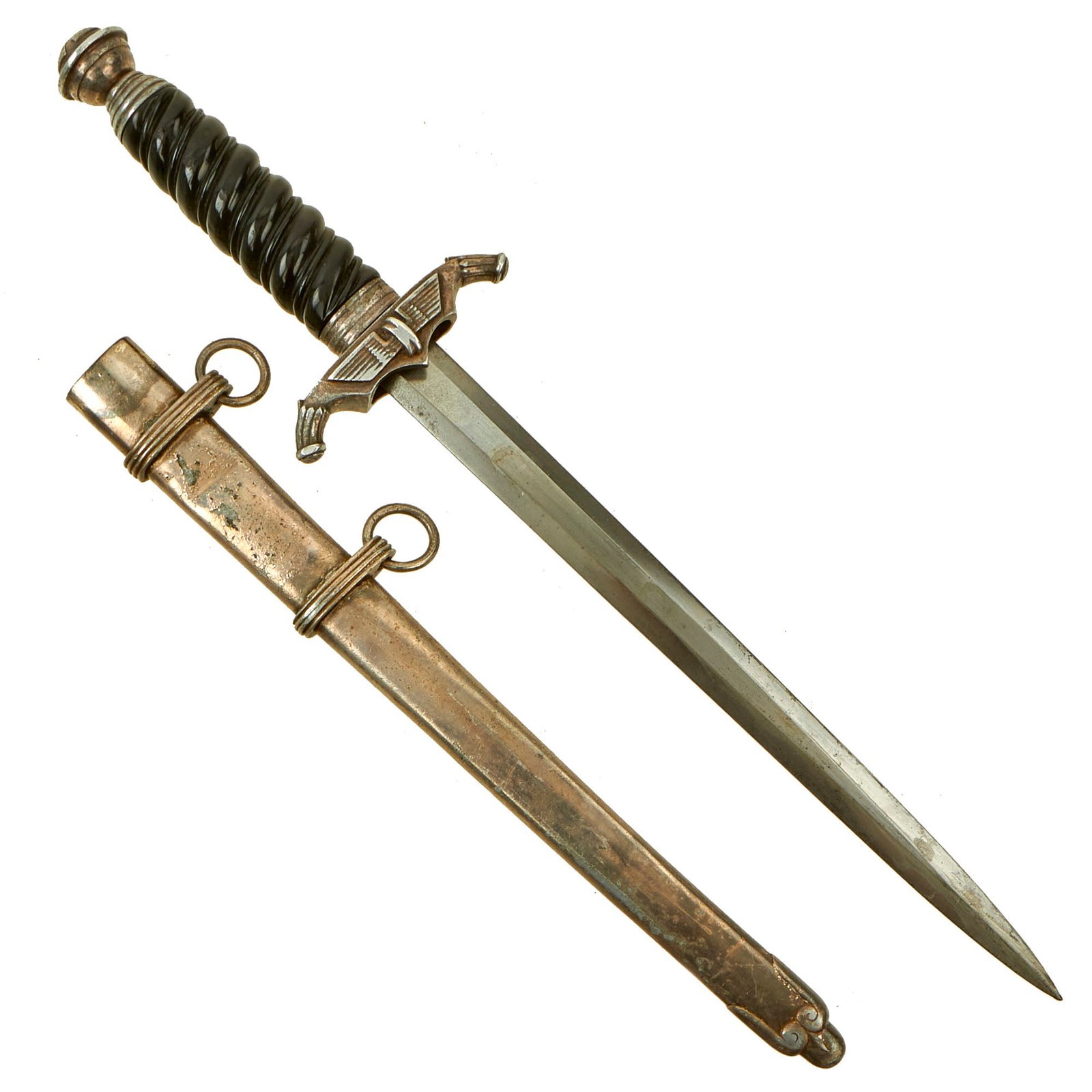 Buy Original WWII German 2nd Model Bahnschutz Railway Service Dagger by Carl Eickhorn of Solingen with Scabbard | Original Firearms Antique For Sale