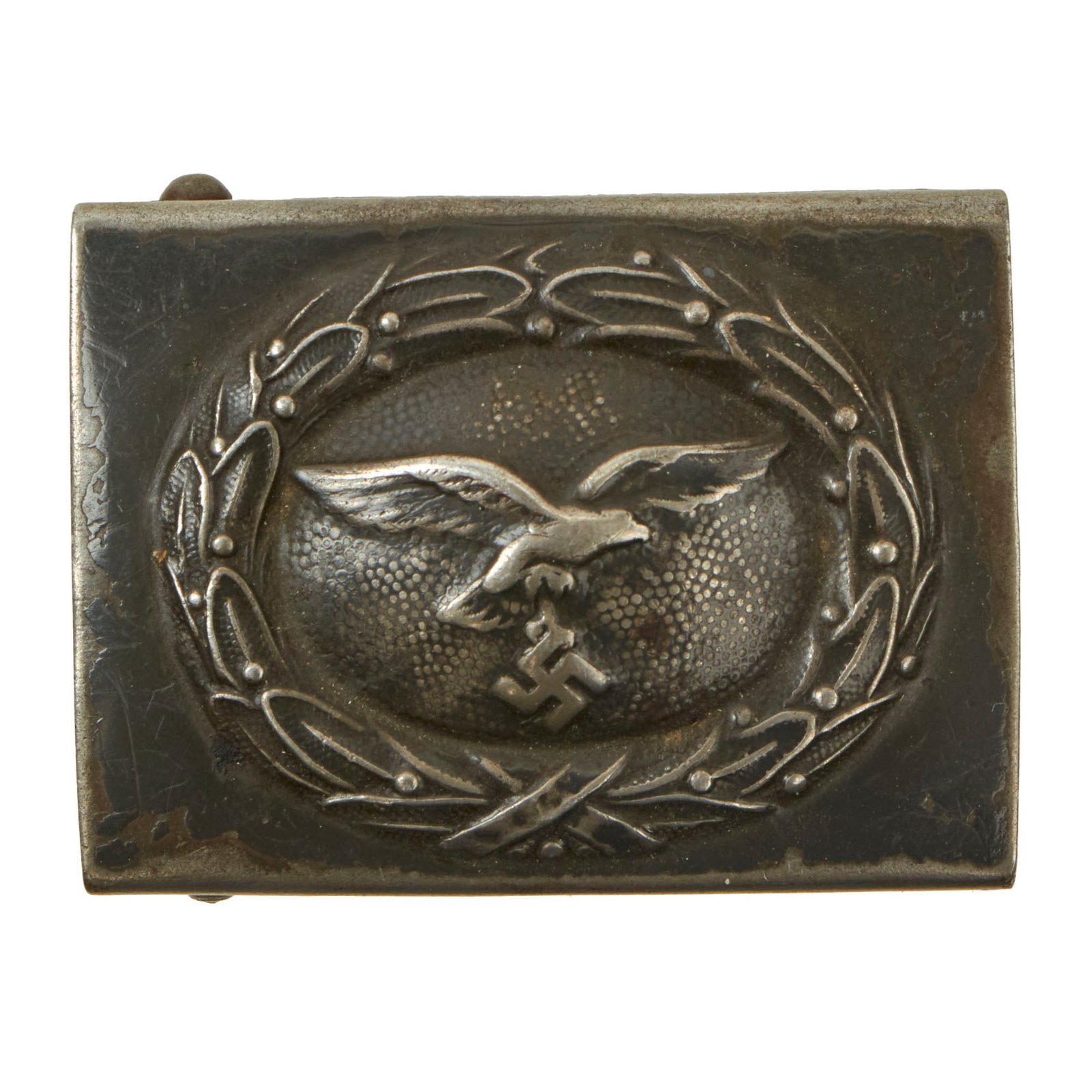 Buy Original German WWII 1943 Dated Luftwaffe EM/NCO Painted Steel Buckle by Ebberg & Co. of Lüdenscheid | Original Firearms Antique For Sale