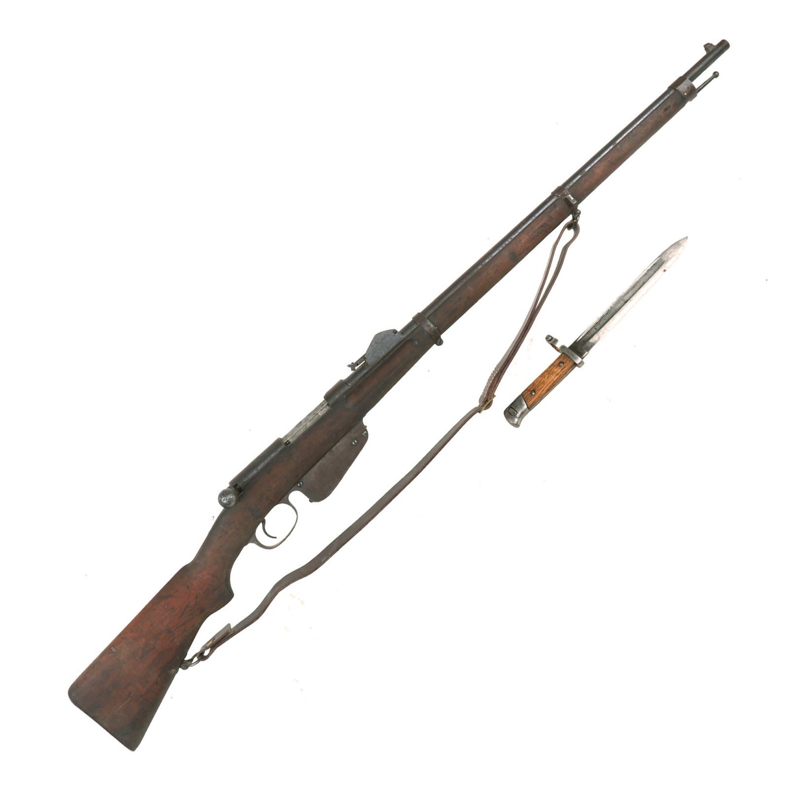 Buy Original Austrian Mannlicher M1888 Bolt Action Straight Pull Infantry Rifle in 8mm by Œ.W.G. Steyr Serial 14327 with Bayonet | Original Firearms Antique For Sale