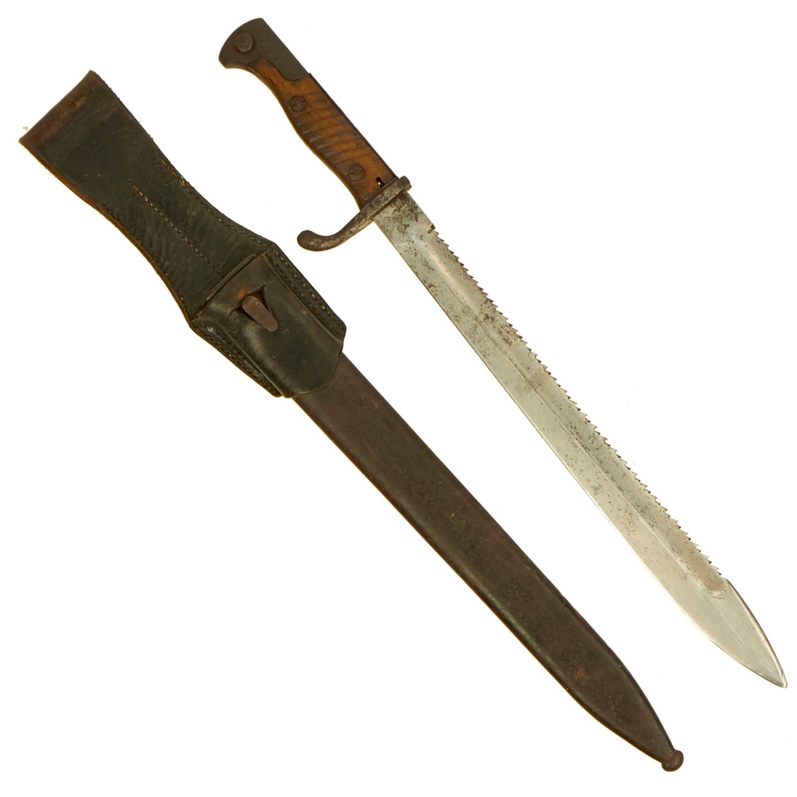 Buy Original German WWI M1898/05 n/A Butcher Sawback Bayonet by Mauser with Scabbard & Frog - dated 1916 | Original Firearms Antique For Sale
