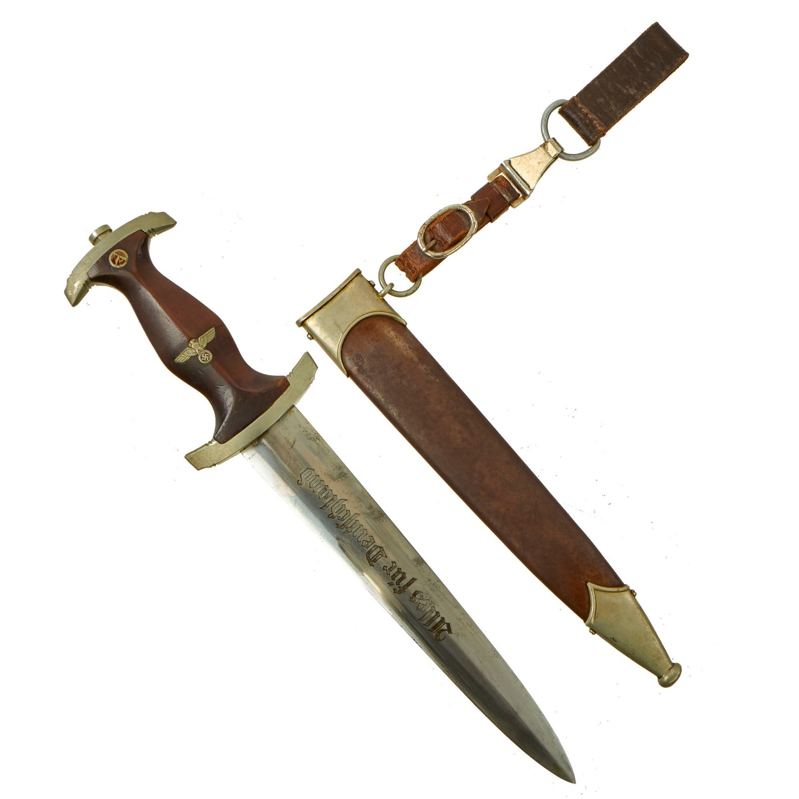 Buy Original German Early WWII SA Dagger by Friedrich Herder Abr. Sohn with Scabbard, Hanger & Belt Loop | Original Firearms Antique For Sale