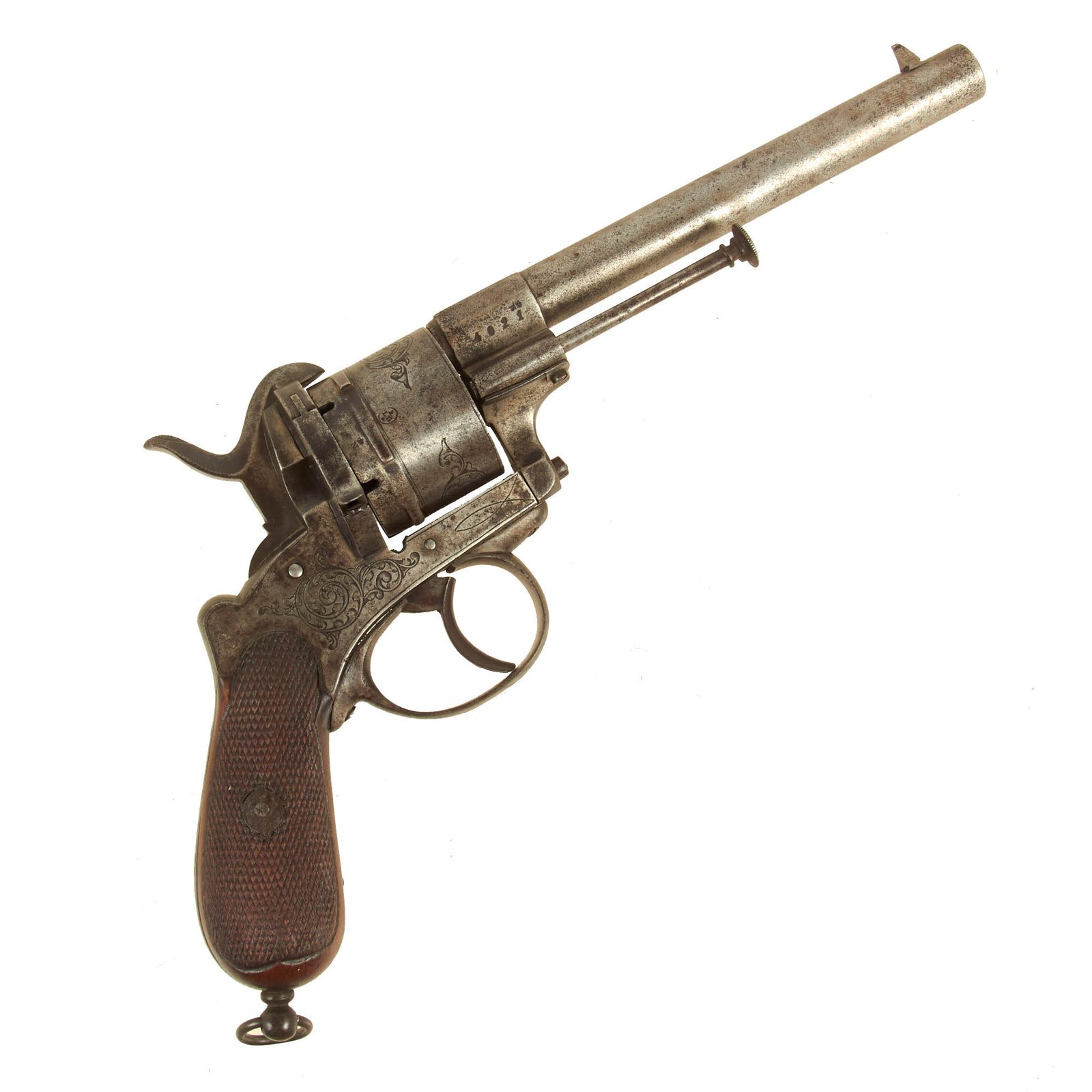 Buy Original U.S. Civil War Era Belgian Engraved 11mm Pinfire Double Action Revolver with Liège Proofs Serial 4201 - c. 1858 | Original Firearms Antique For Sale