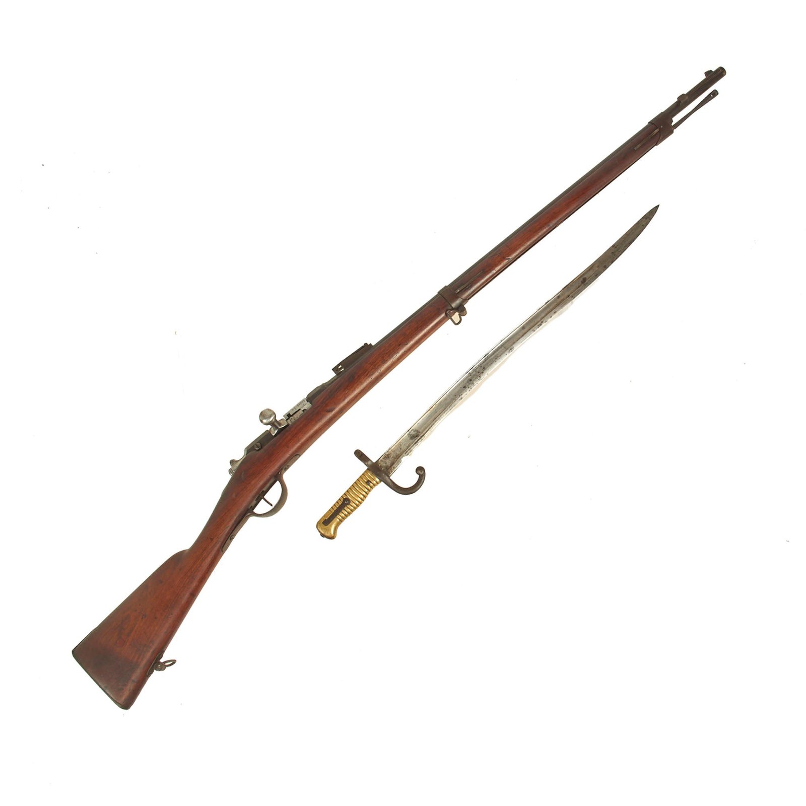 Buy Original French Modèle 1866-74 M.80 Gras Converted Rifle by St. Étienne with M1866 Saber Bayonet - Dated 1871 | Original Firearms Antique For Sale