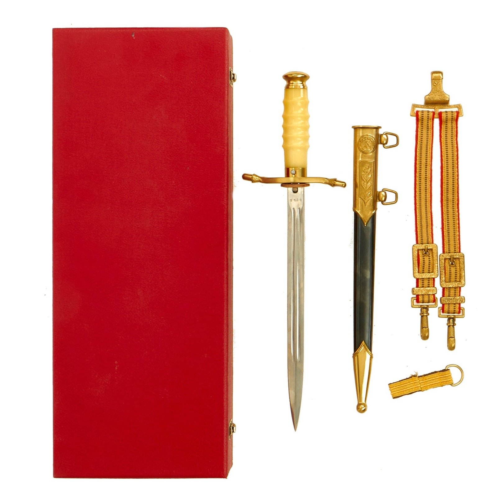 Buy Original Cold War Era East German DDR NVA General Officer’s Dress Dagger Set With Presentation Case and "Stasi" Engraved Blade - “Presented by the Minister for State Security” | Original Firearms Antique For Sale