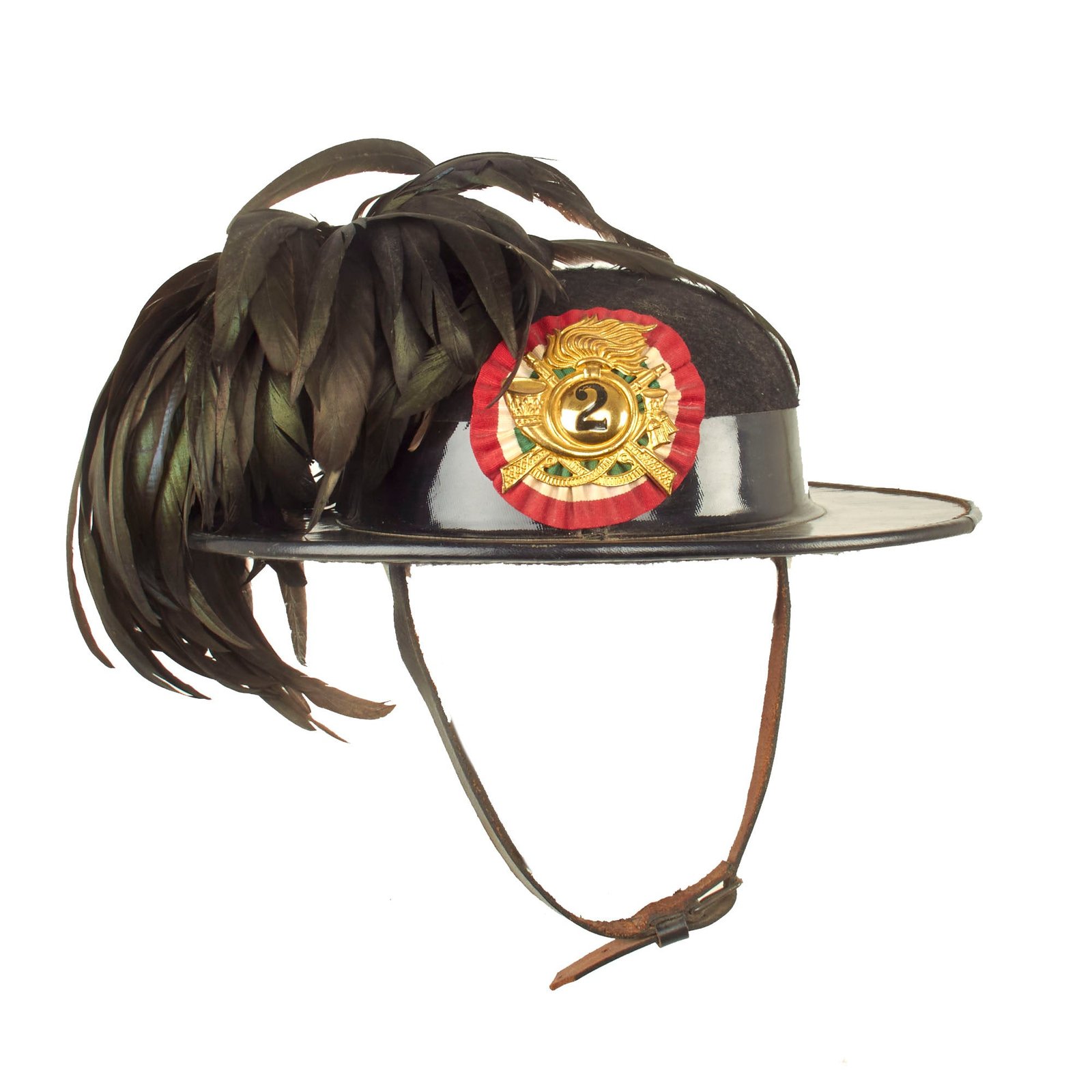 Buy Original WWII Italian 2nd Bersaglieri Regiment Infantry Officer Dress Hat with Feather Plume | Original Firearms Antique For Sale