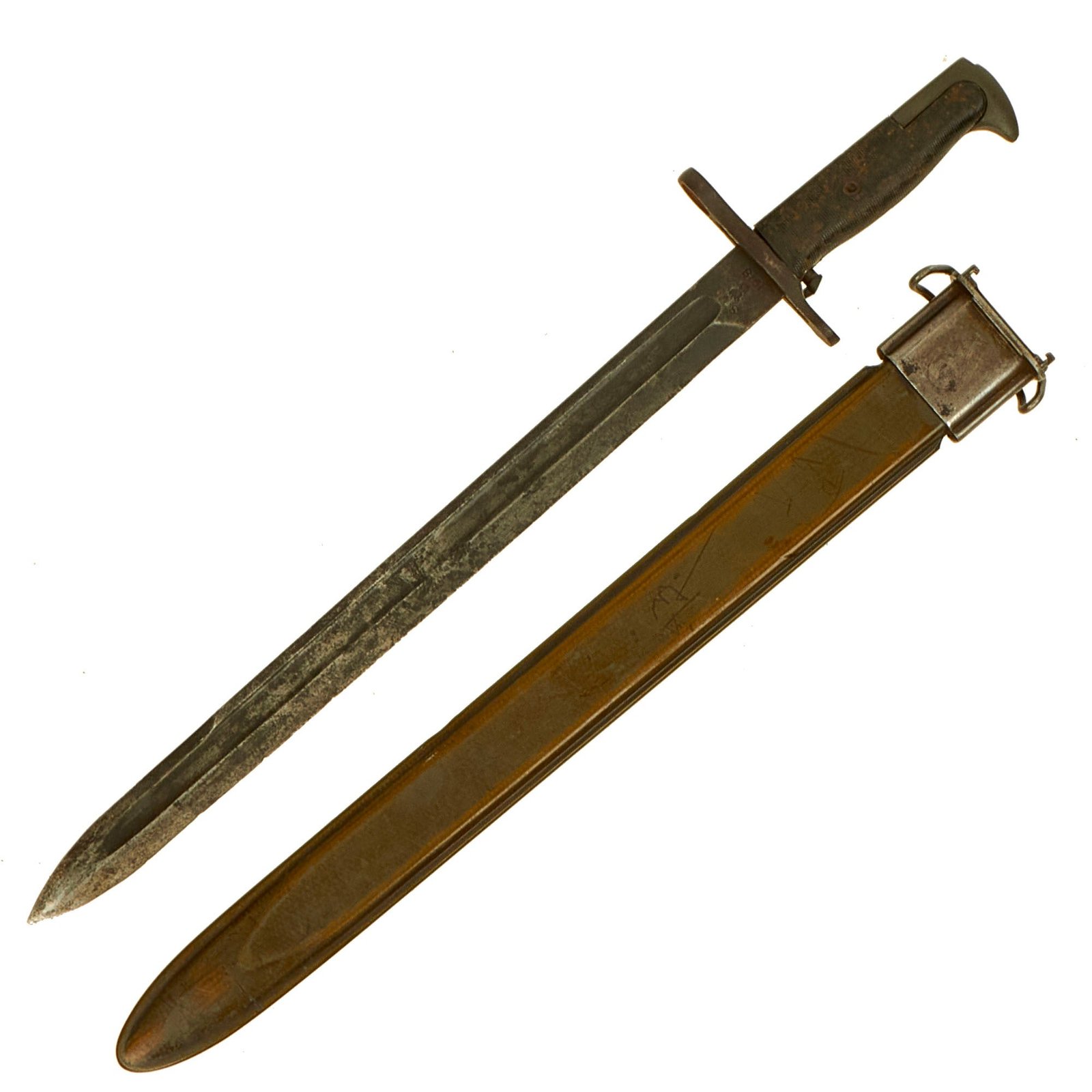 Buy Original U.S. WWI & WWII M1905 Springfield 16" Rifle Bayonet marked S.A. with M3 Scabbard - dated 1918 | Original Firearms Antique For Sale