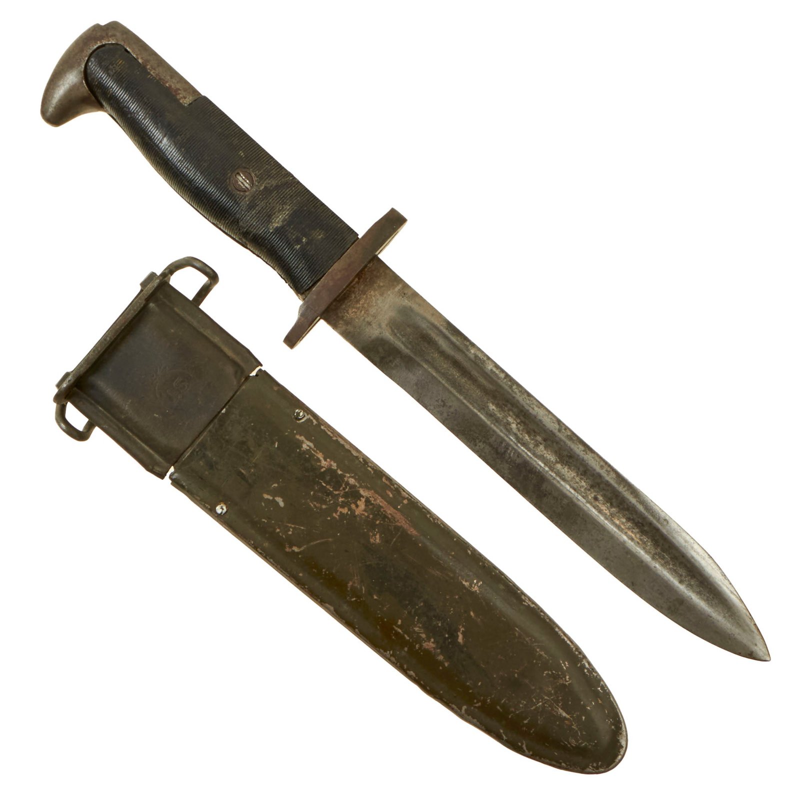 Buy Original U.S. WWII Theater Made M1 Garand Bayonet Fighting Knife With Cutdown M7 Scabbard | Original Firearms Antique For Sale