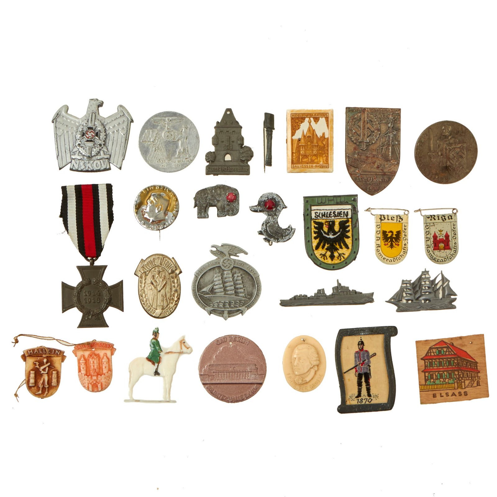 Buy Original German WWI - WWII Award, Insignia, and Tinnie Grouping with Hindenburg Cross - 25 Items | Original Firearms Antique For Sale