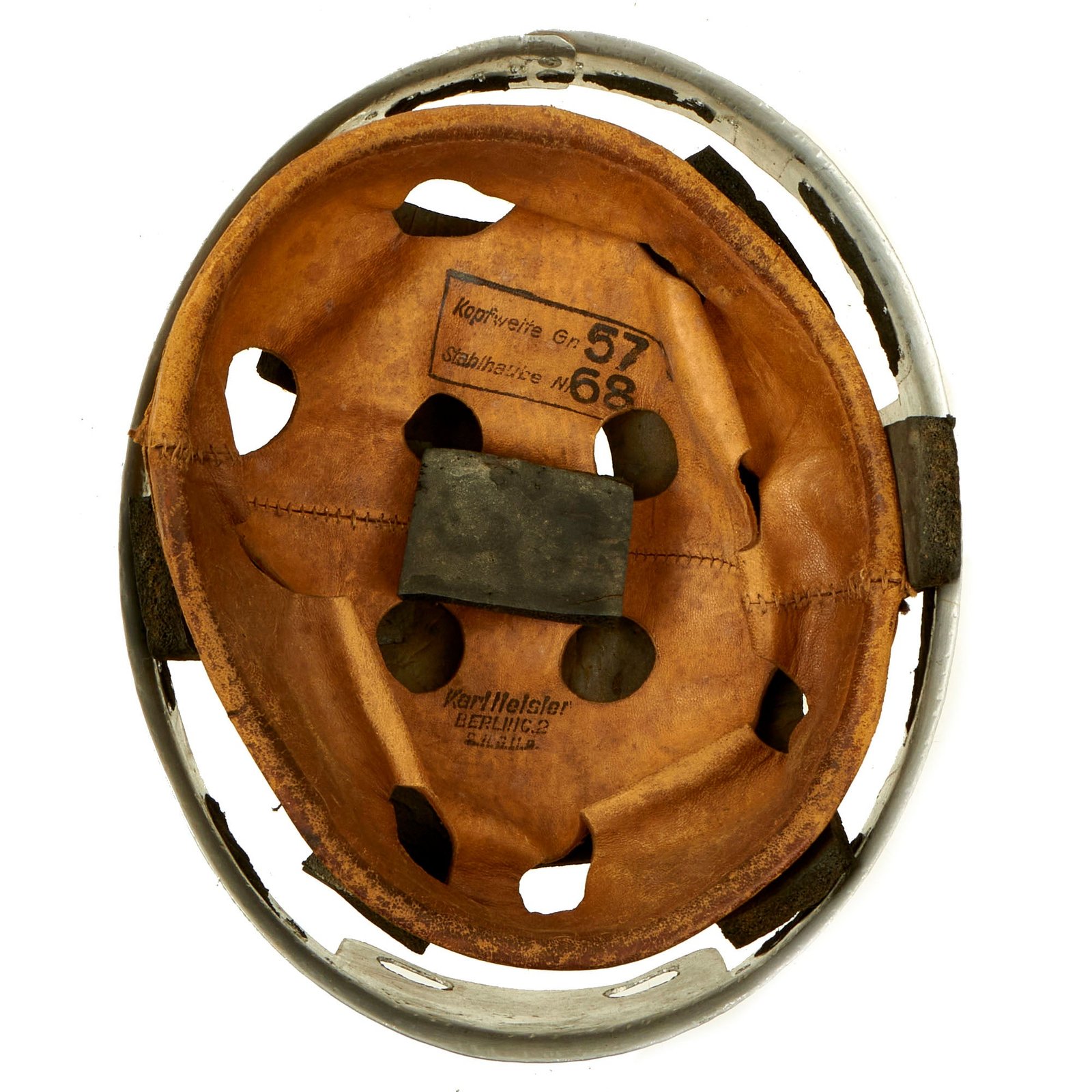 Buy Original German WWII M-38 Luftwaffe Fallschirmjäger Paratrooper Helmet Liner Components including 57cm Liner & 71cm Band | Original Firearms Antique For Sale