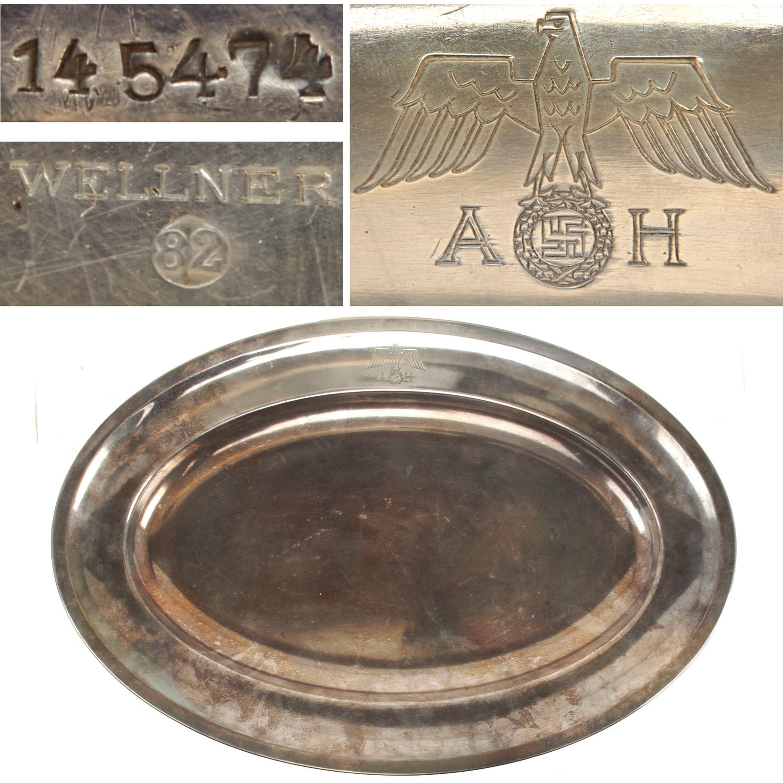 Buy Original German WWII AH Formal Pattern Silver Serving Tray by Wellner | Original Firearms Antique For Sale