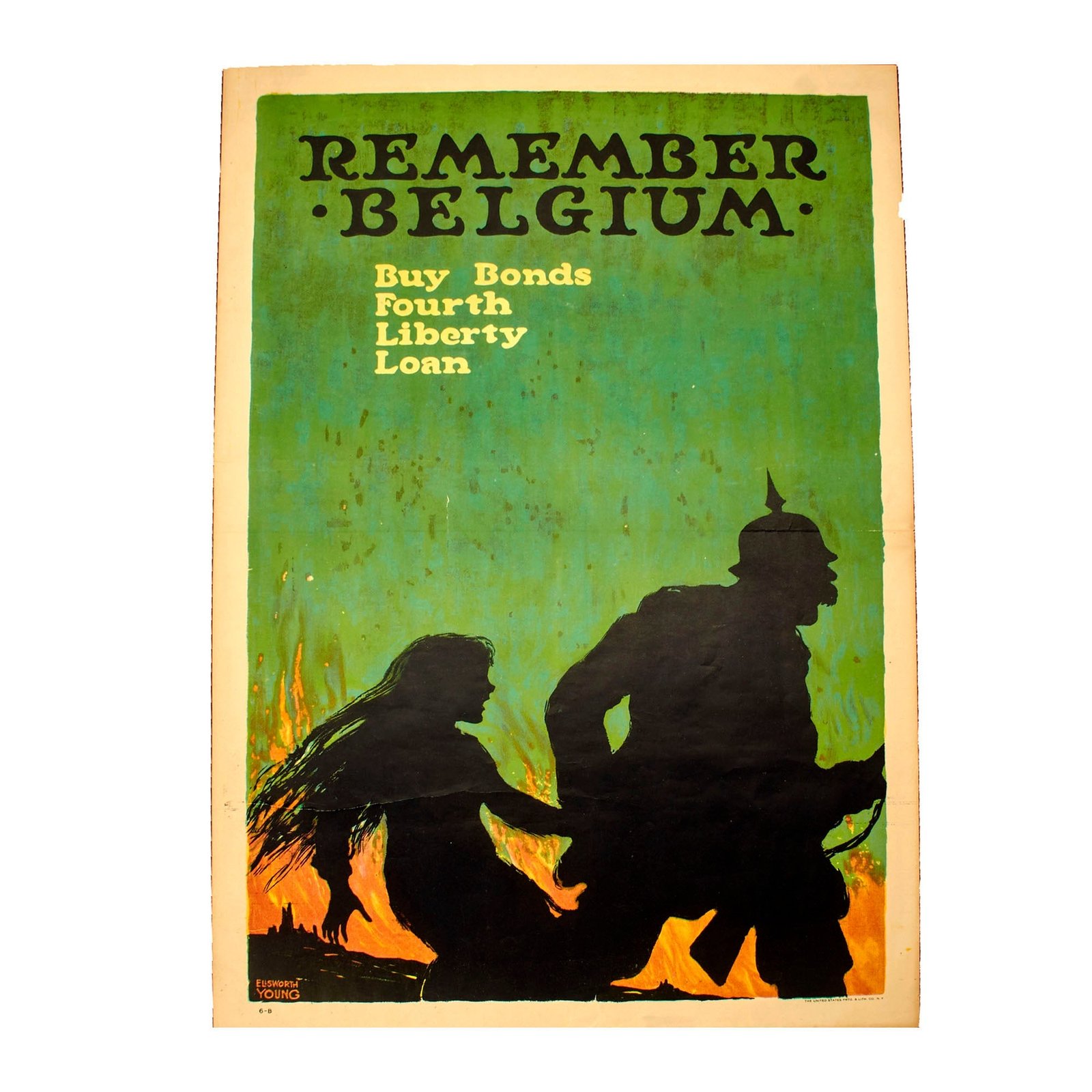 Buy Original U.S. WWI 1918 “Remember Belgium,  Buy Bonds, Fourth Liberty Loan” Propaganda Poster - 20” x 30” | Original Firearms Antique For Sale