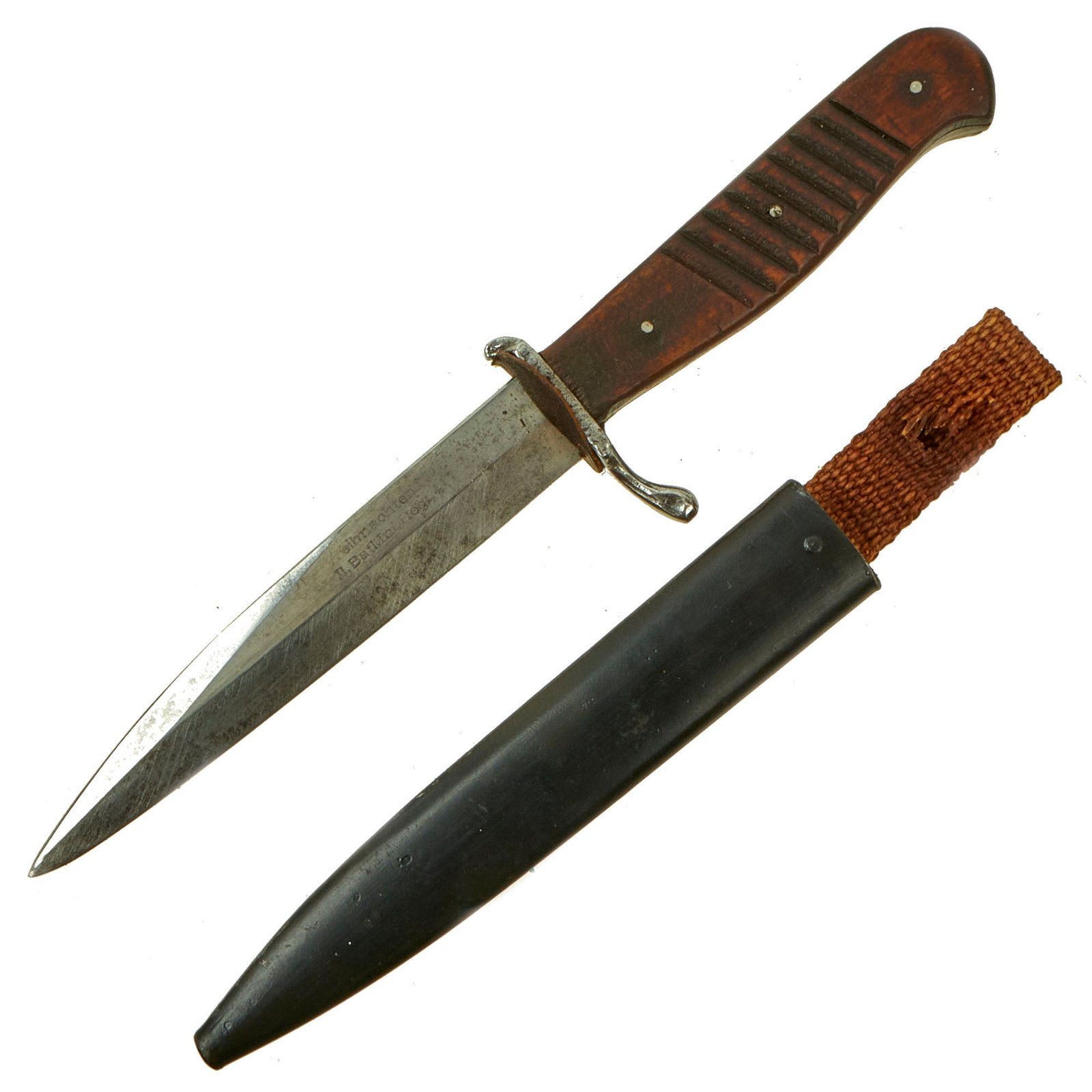 Buy Original German WWI Fighting Trench Knife with Original Rolled Steel Scabbard - Marked “Weihnachten 1916” Christmas 1916 | Original Firearms Antique For Sale