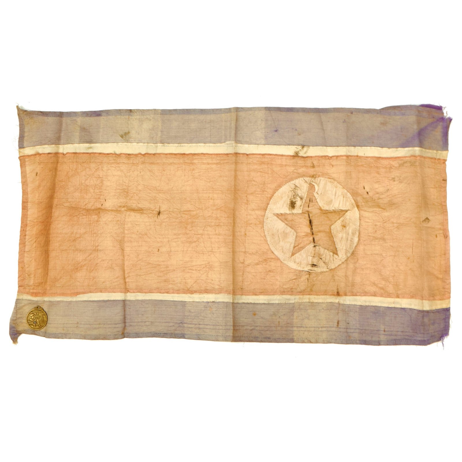 Buy Original U.S. Korean War Captured Flag of North Korea and Medal For Military Merit - 36” x 14” | Original Firearms Antique For Sale