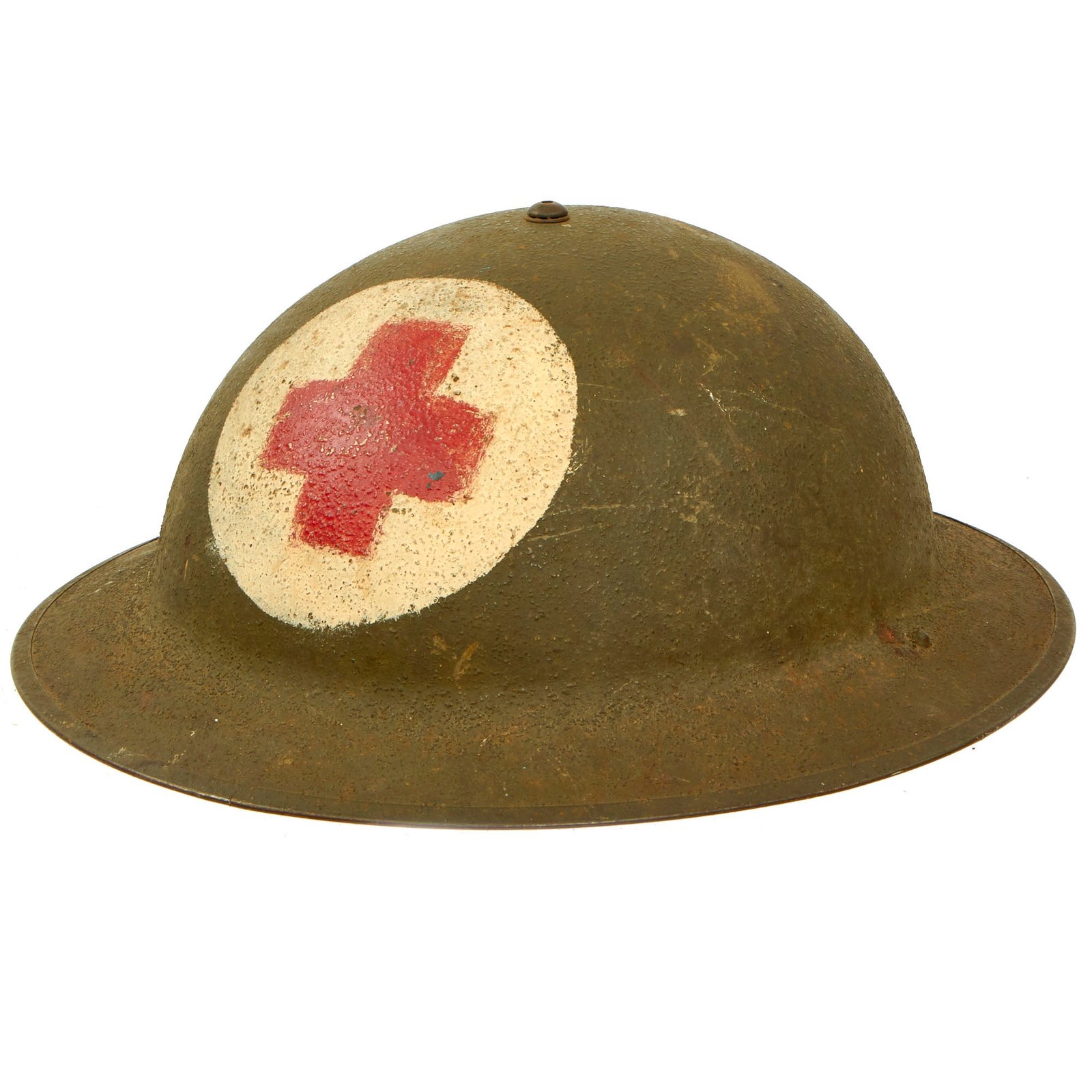 Buy Original U.S. WWII Named Medic M1917A1 Complete Kelly Helmet with Textured Paint - Samuel J. Martone | Original Firearms Antique For Sale