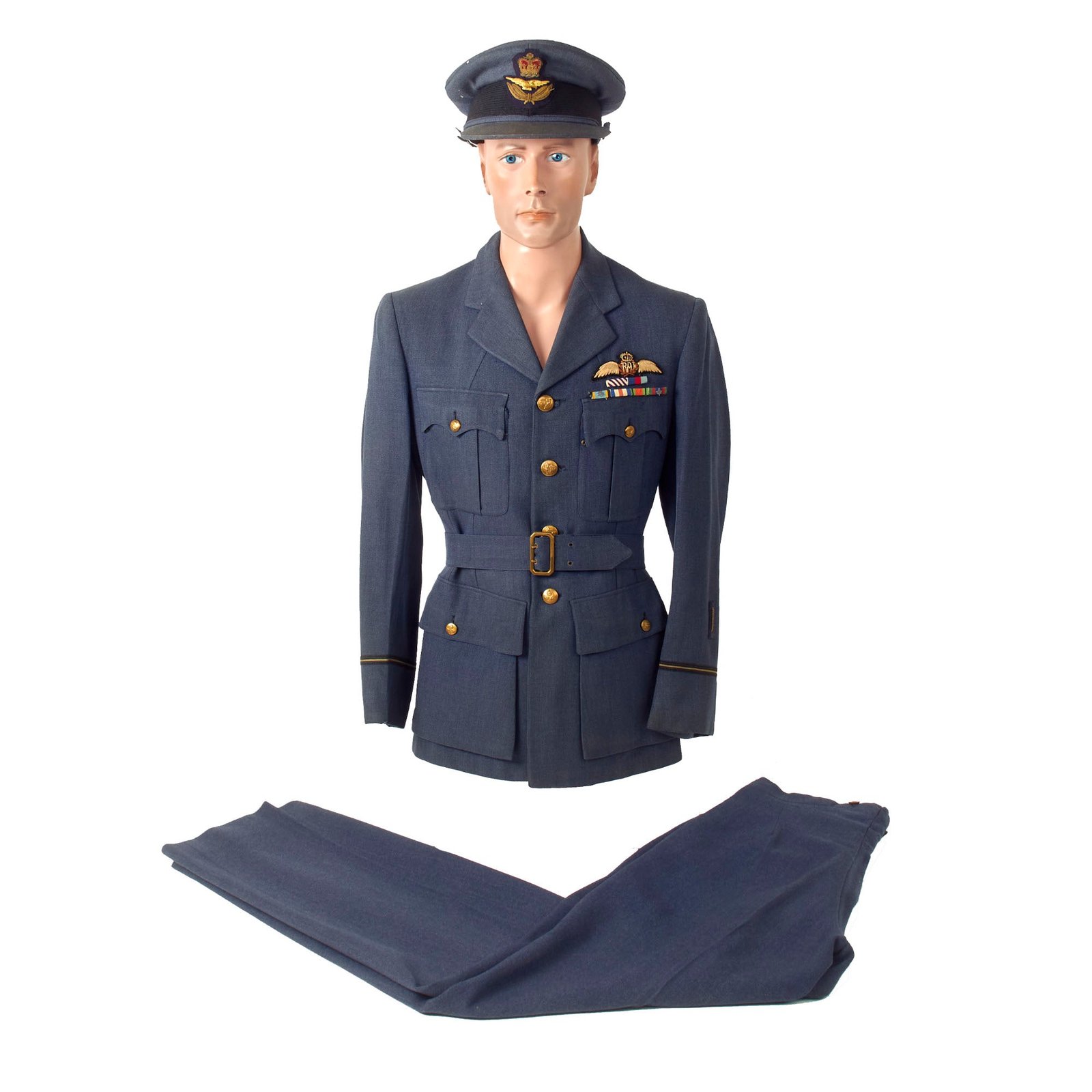 Buy Original British WWII RAF RCAF Air Force Uniform Set With Visor For DFC Recipient Flying Officer Robert Gray Holden | Original Firearms Antique For Sale