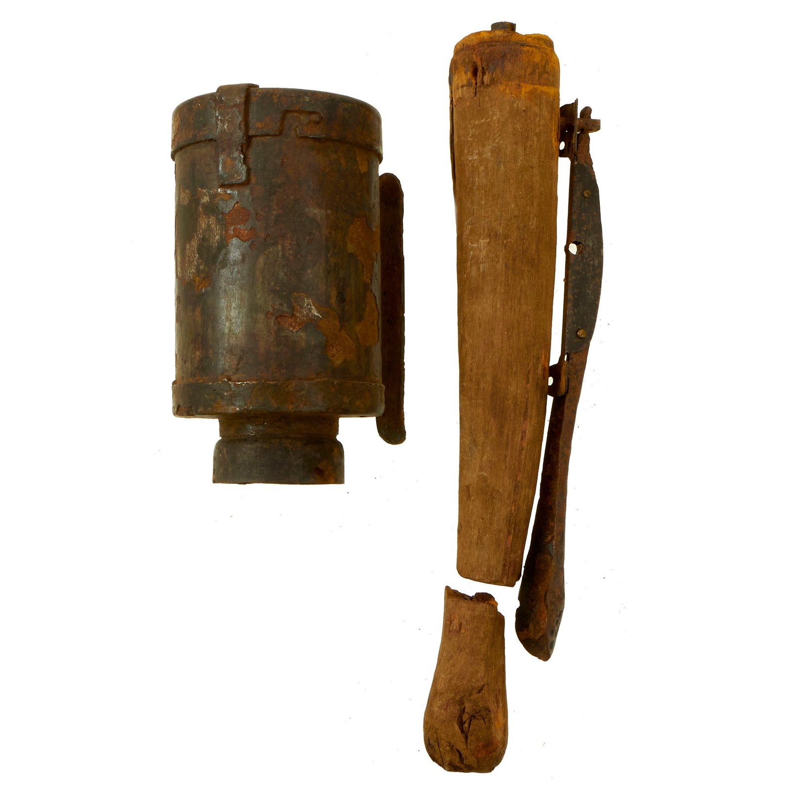 Buy Original Rare German WWI M1915 Poppenberg Percussion Stick Hand Grenade Relic with Spoon - Stielhandgranate | Original Firearms Antique For Sale