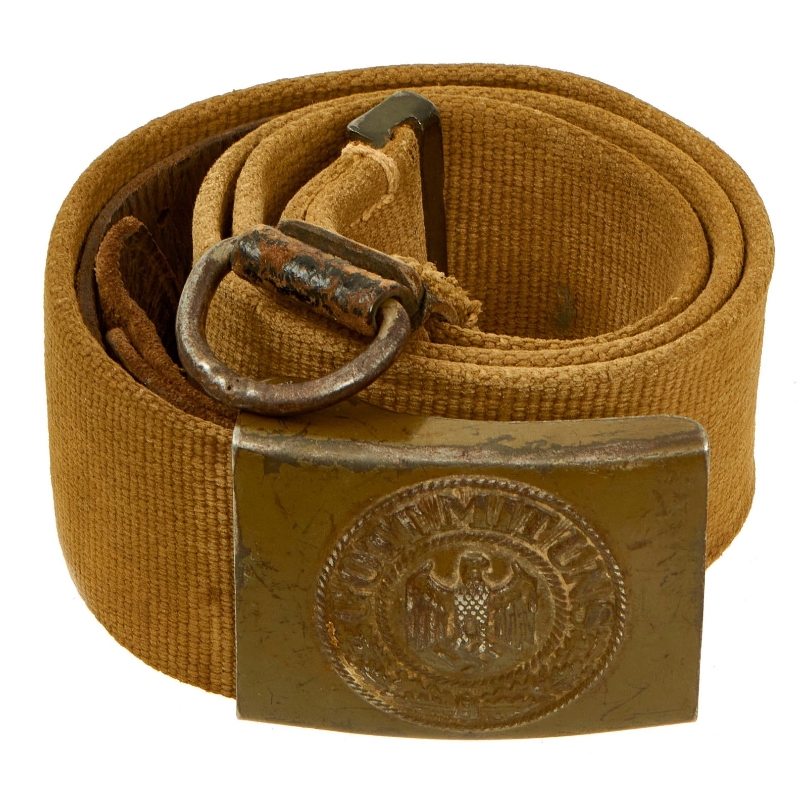 Buy Original German WWII Rare Tropical Afrikakorps DAK Web Belt with Steel Buckle by R. Sieper & Söhne | Original Firearms Antique For Sale
