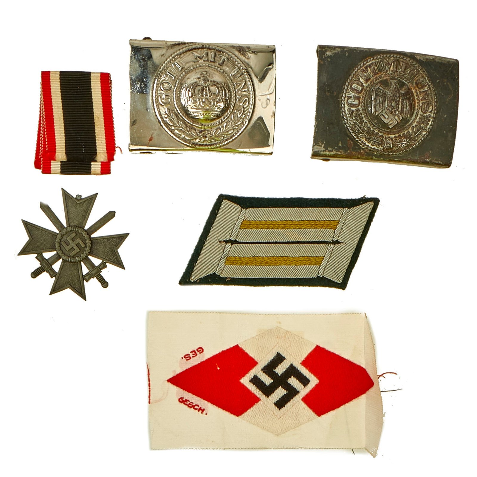 Buy Original German WWI & WWII Belt Buckle, Award & Insignia Grouping - 5 Items | Original Firearms Antique For Sale
