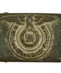 Buy Original German WWII SS EM/NCO Plated Steel Belt Buckle by Overhoff & Cie - Schutzstaffel | Original Firearms Antique For Sale