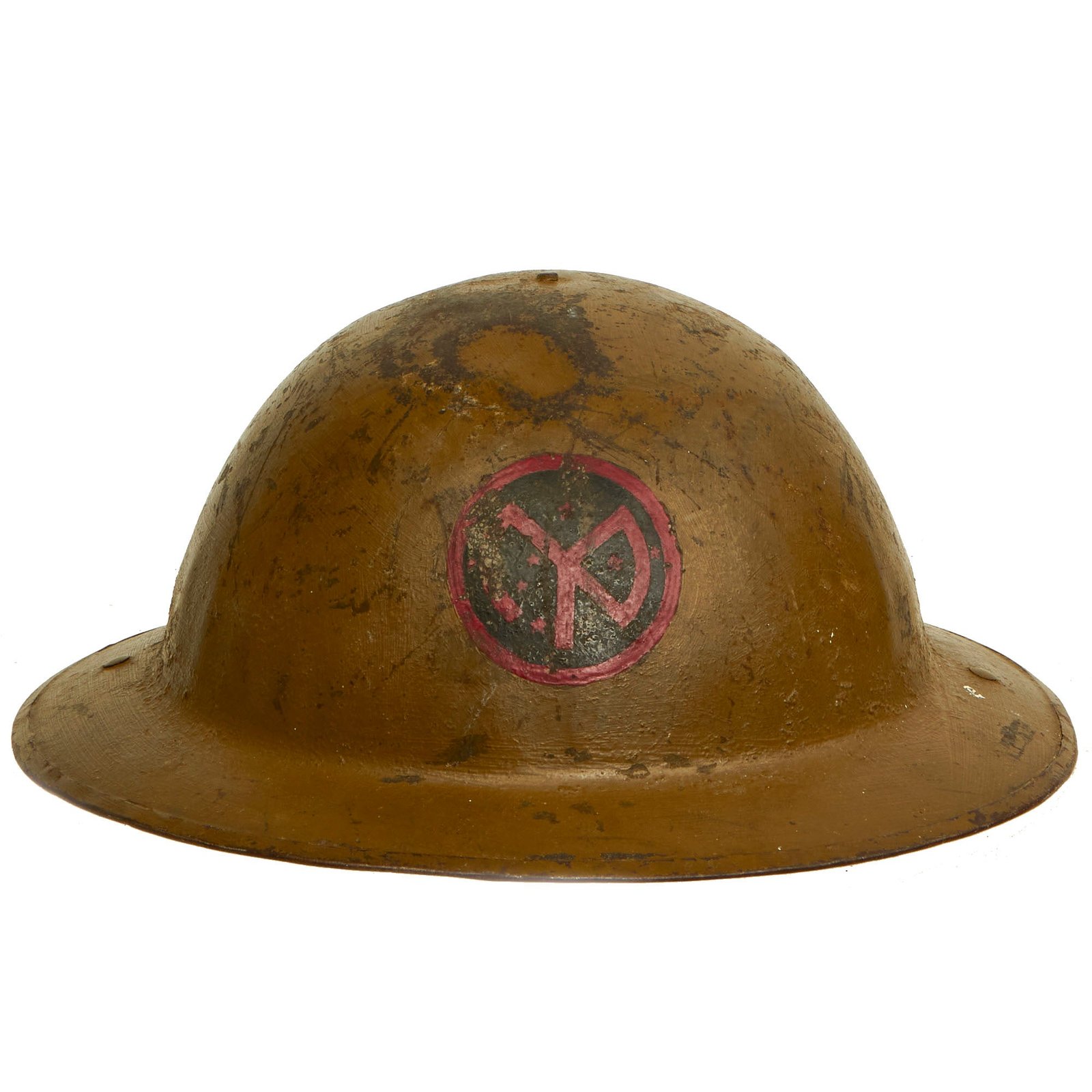 Buy Original U.S. WWI Named 27th Infantry Division, Mobile Veterinary Section No 105  Painted British Made M1917 Doughboy Helmet - Horseshoer John F. Smith, With Information | Original Firearms Antique For Sale