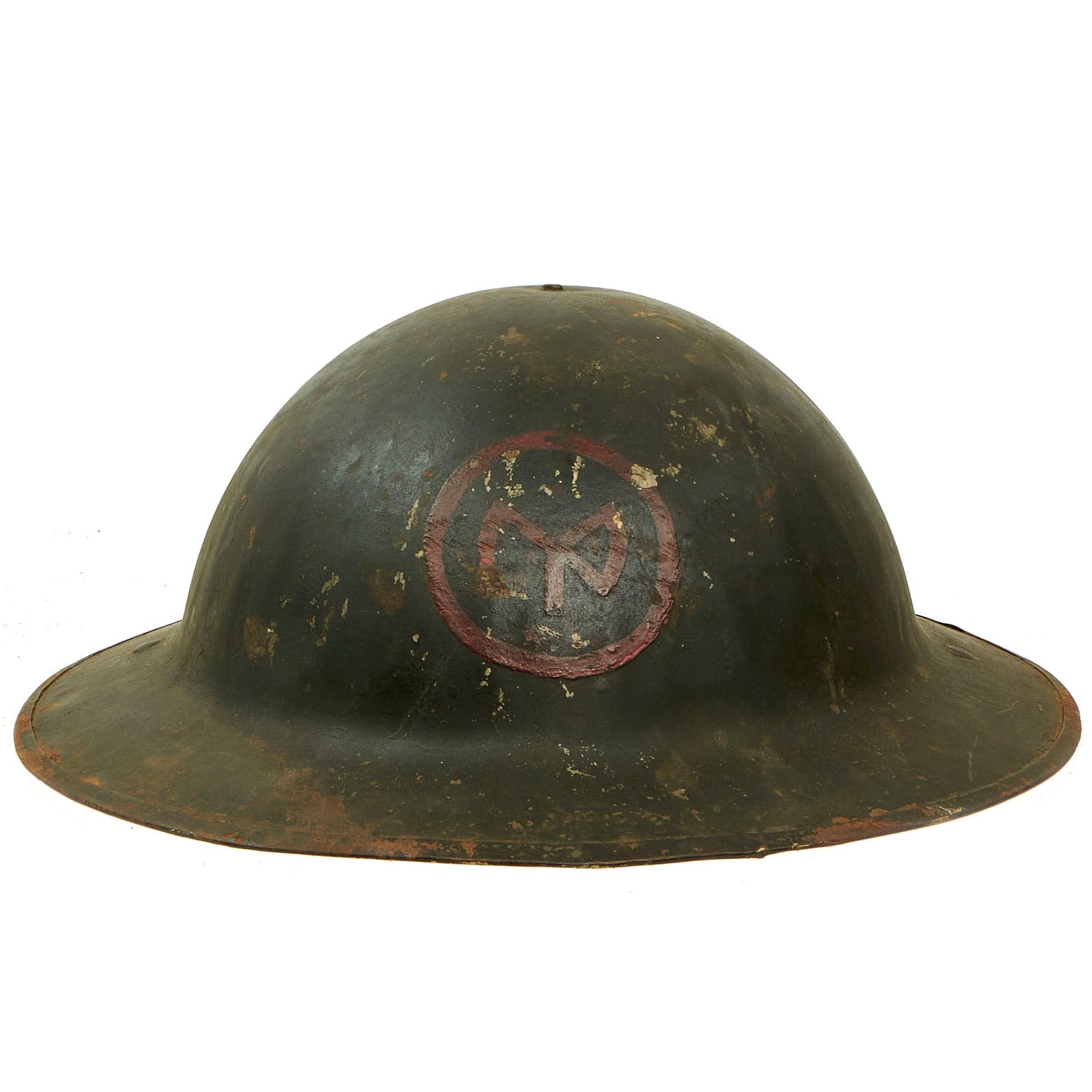 Buy Original U.S. WWI Black Painted Named 27th Infantry Division, 107th Infantry Regiment Cook Painted British Made M1917 Doughboy Helmet - Cook Martin J. Grant, With Information | Original Firearms Antique For Sale