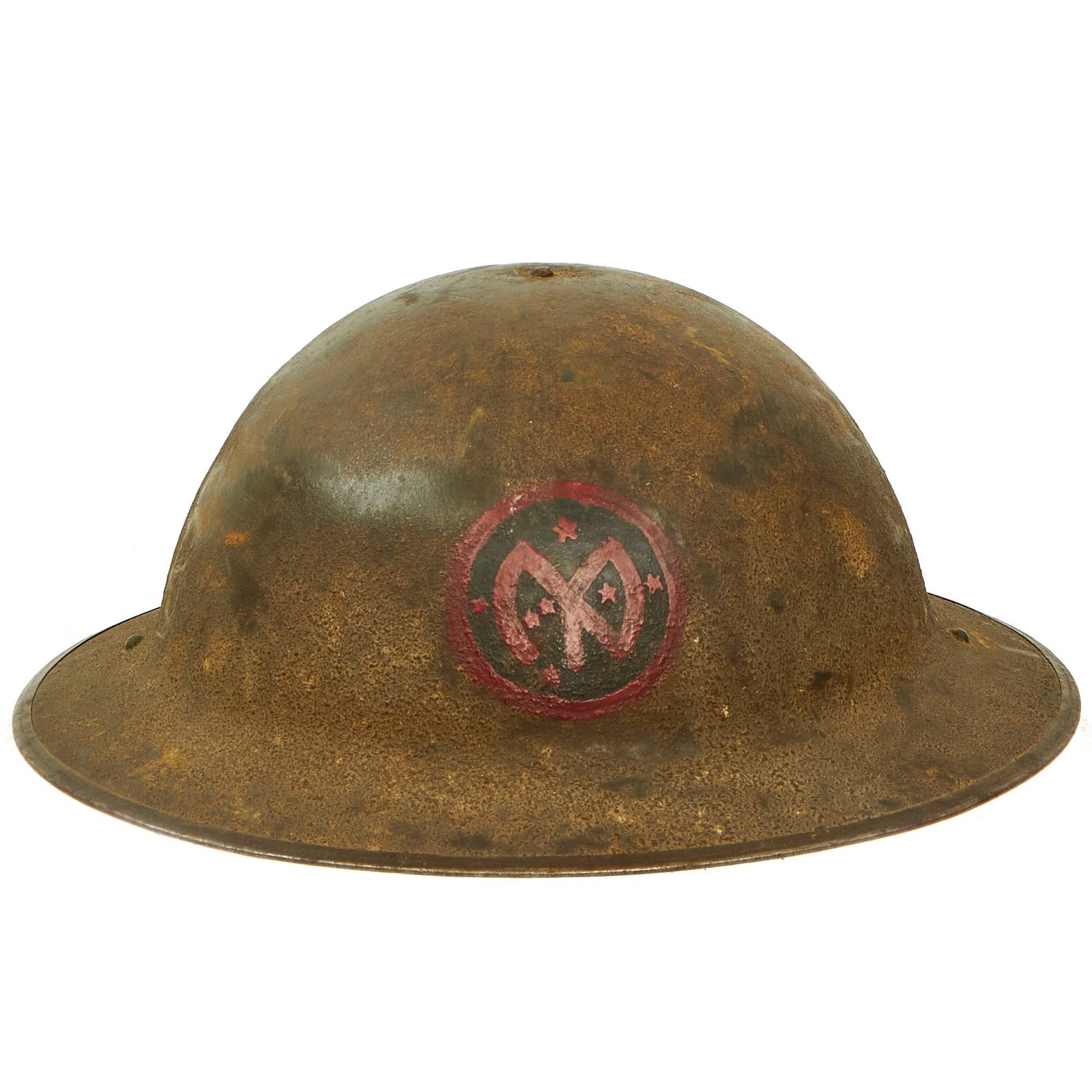 Buy Original U.S. WWI Named 27th Infantry Division, Field Artillery M1917 Doughboy Helmet - Complete, Size 7 ⅛ | Original Firearms Antique For Sale