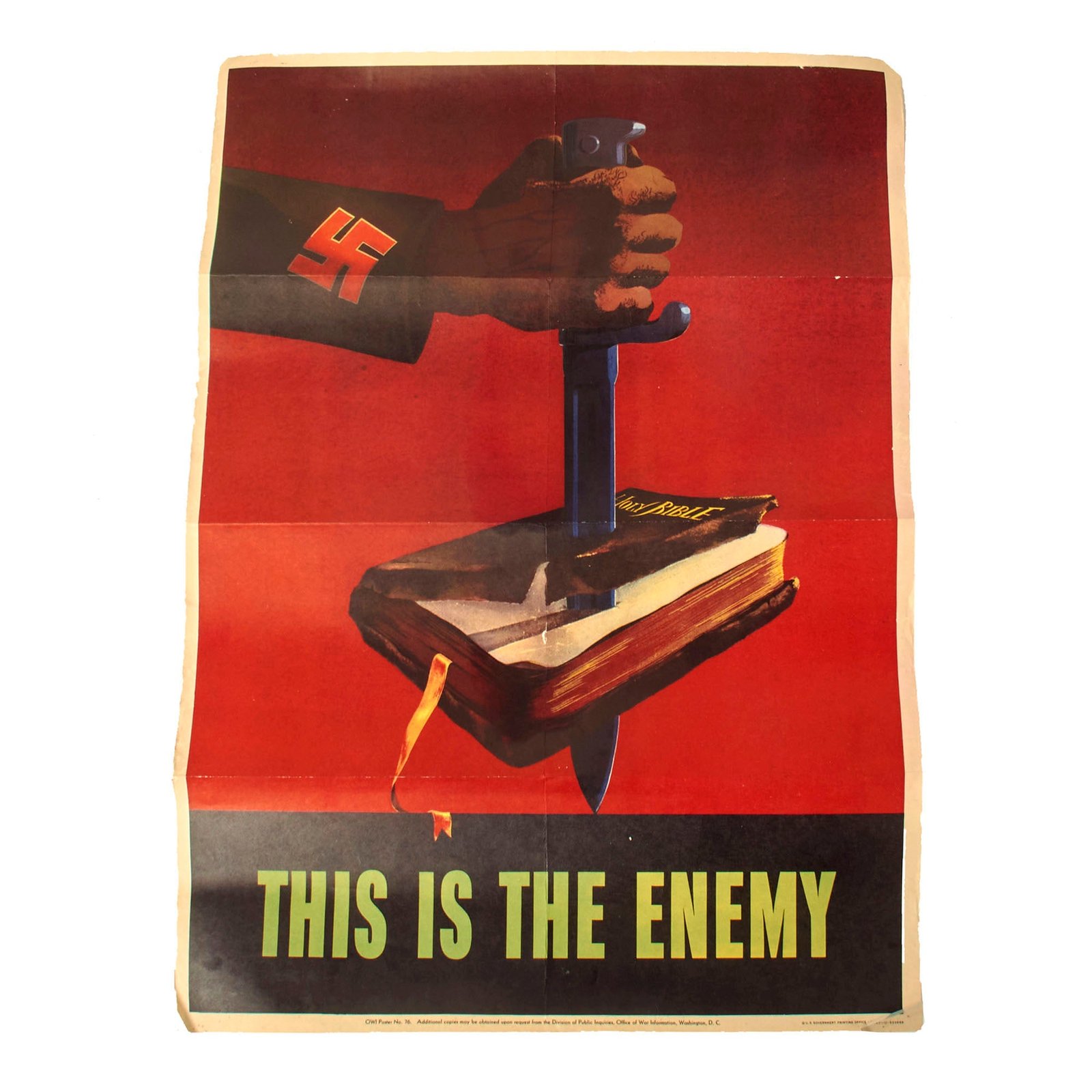 Buy Original U.S. WWII Anti-Axis Propaganda Poster - This is the Enemy - 20" x 28" - OWI Poster No. 76 | Original Firearms Antique For Sale