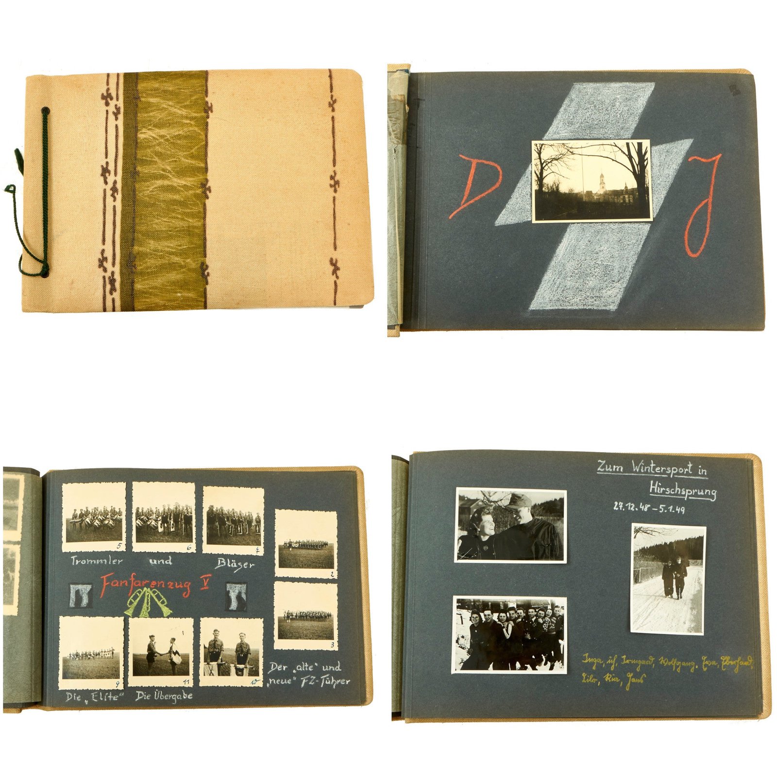 Buy Original German WWII & Post War DJ & HJ German Youth Organization Personal Photo Album with Captions & Dates - 184 Pictures | Original Firearms Antique For Sale