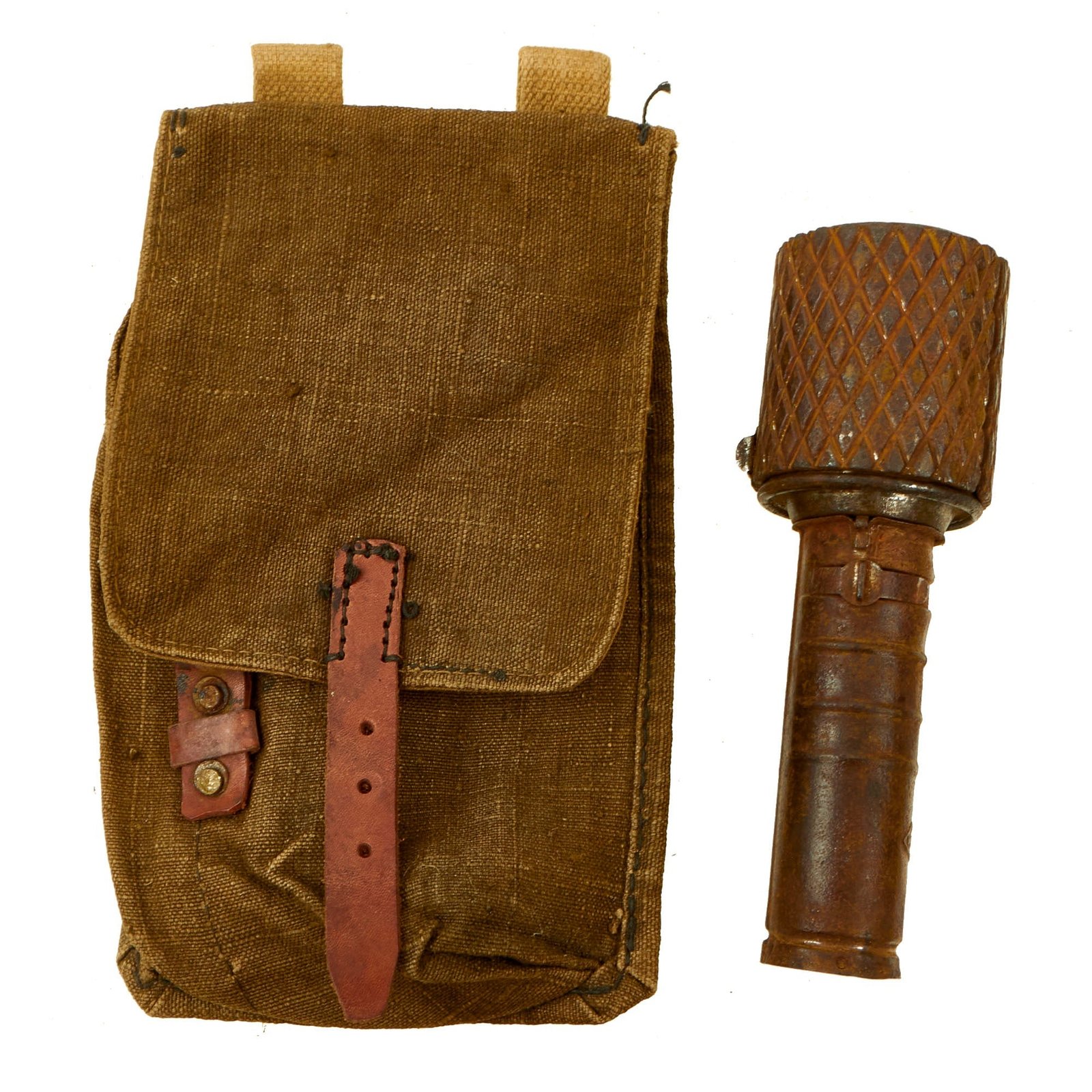 Buy Original WWII Soviet RGD-33 Inert Stick Grenade with Fragmentation Sleeve and Grenade Pouch | Original Firearms Antique For Sale
