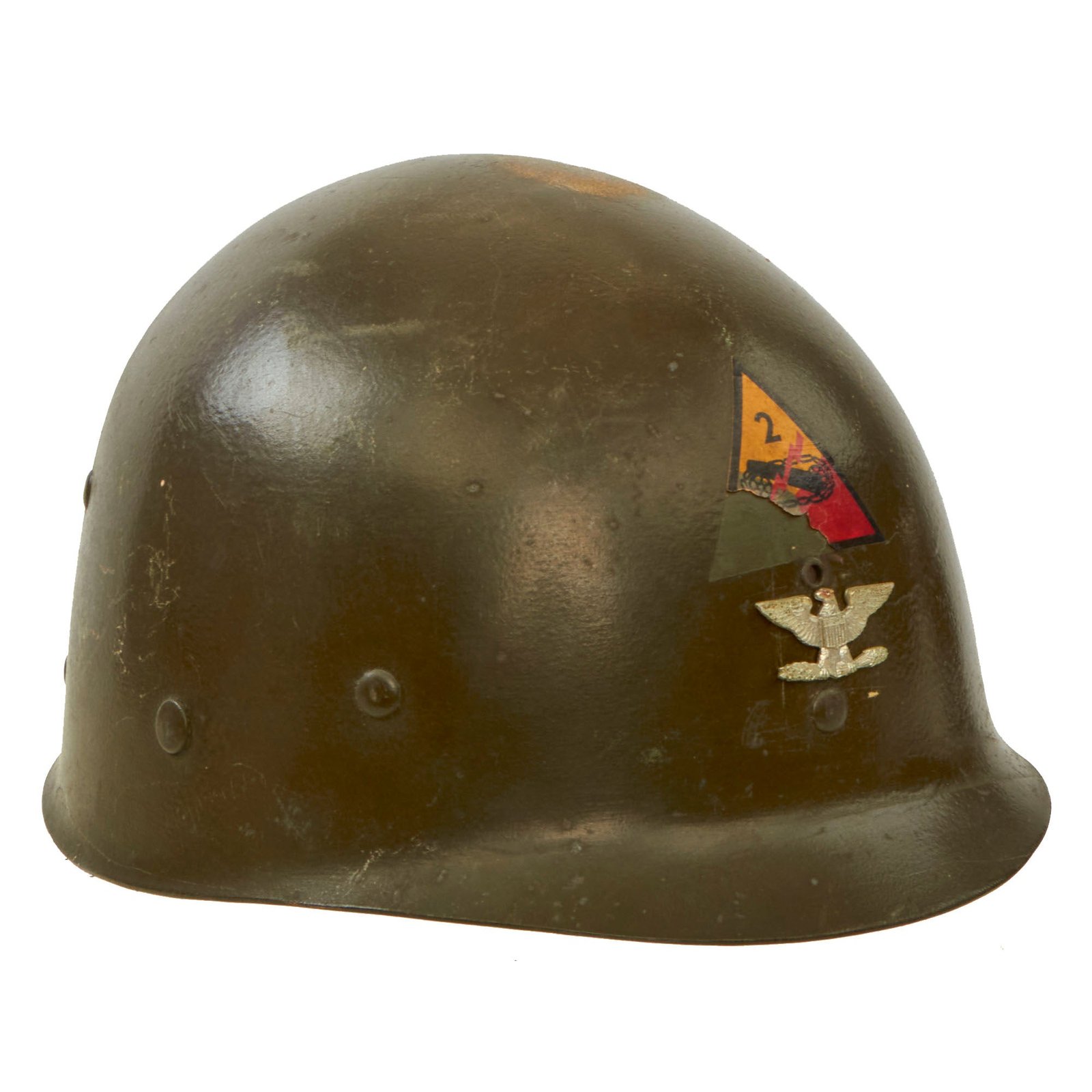 Buy Original U.S. WWII Unit Marked Firestone M1 Helmet liner for A Colonel in the 2nd Armored Division - “Hell on Wheels” | Original Firearms Antique For Sale