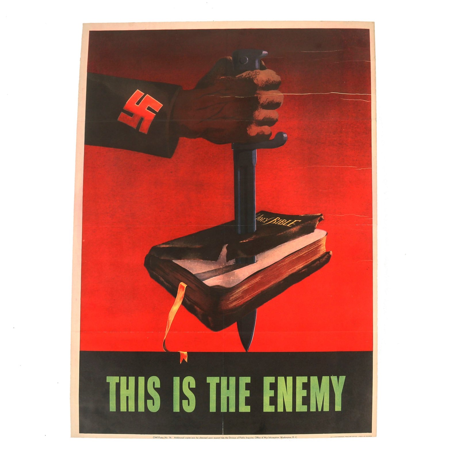 Buy Original U.S. WWII Anti-Axis Propaganda Poster - This is the Enemy - 20" x 28" - OWI Poster No. 76 | Original Firearms Antique For Sale