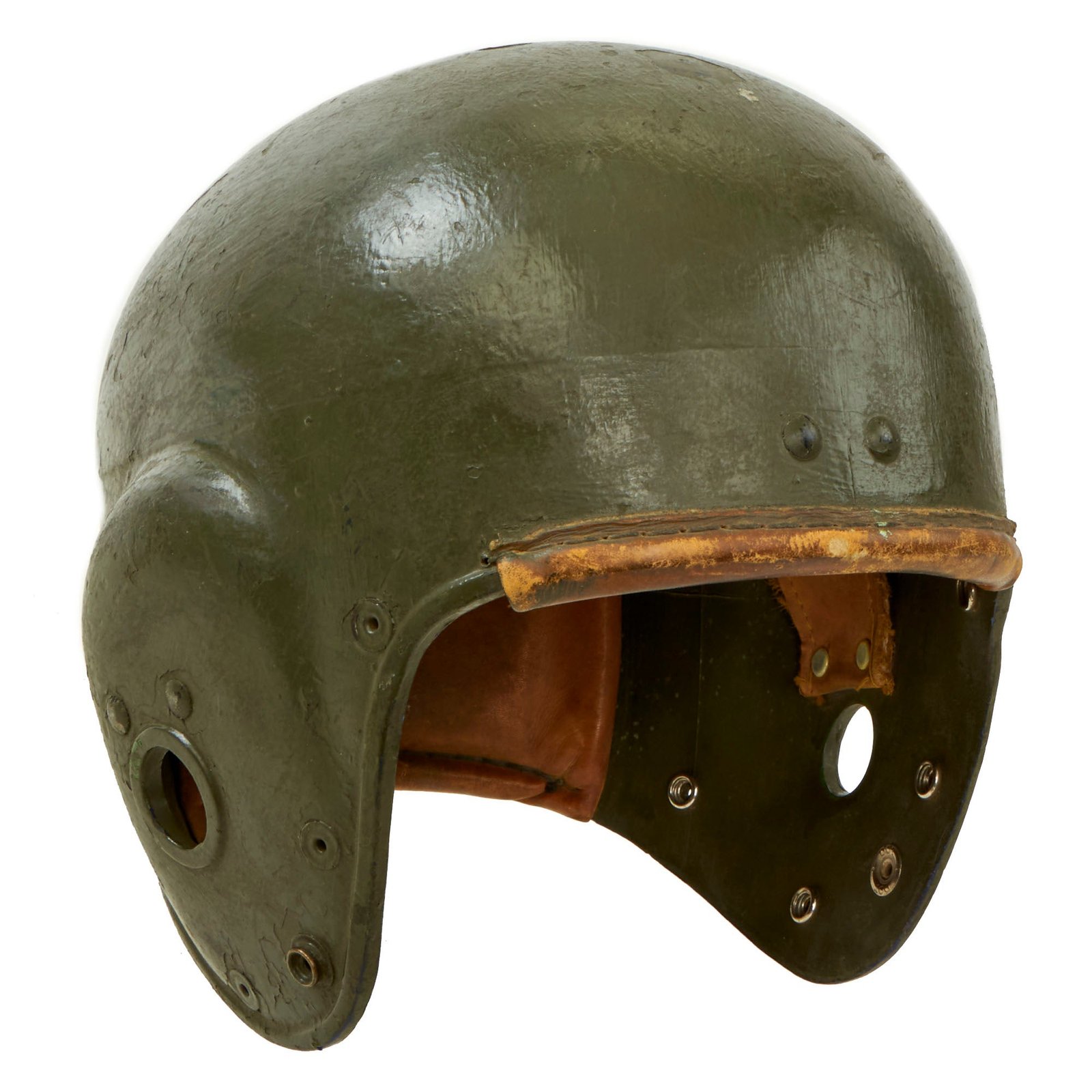 Buy Original U.S. Korean War Era QM2C Armored Personnel Tanker “Football” Helmet - Size 7 ¾ | Original Firearms Antique For Sale