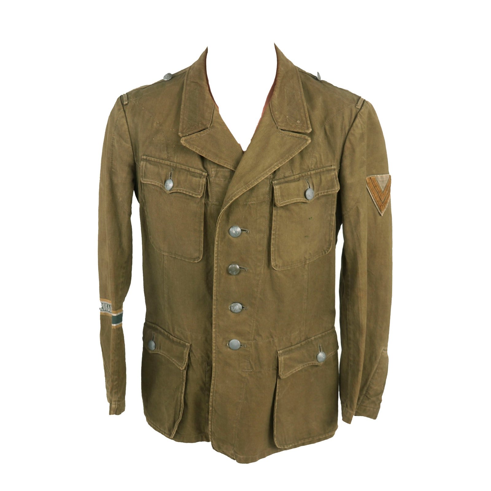 Buy Original German WWII Afrika Korps Obergefreiter Enlisted M41 Tropical Uniform Tunic with Afrikakorps Cuff Title - Most Insignia Removed | Original Firearms Antique For Sale