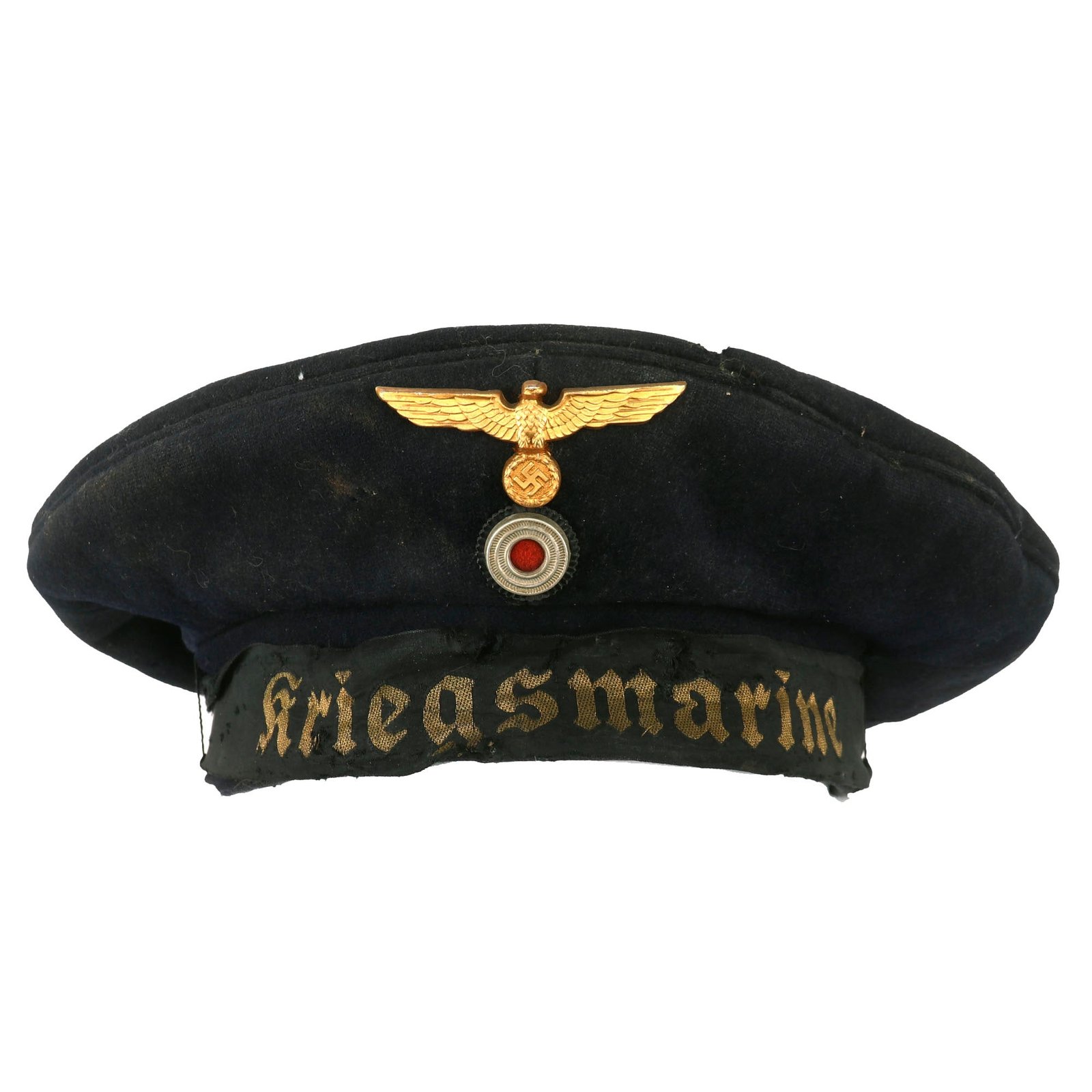 Buy Original German WWII Naval Kriegsmarine Navy Blue Tellermütze "Donald Duck" Cap - Service Used Condition | Original Firearms Antique For Sale