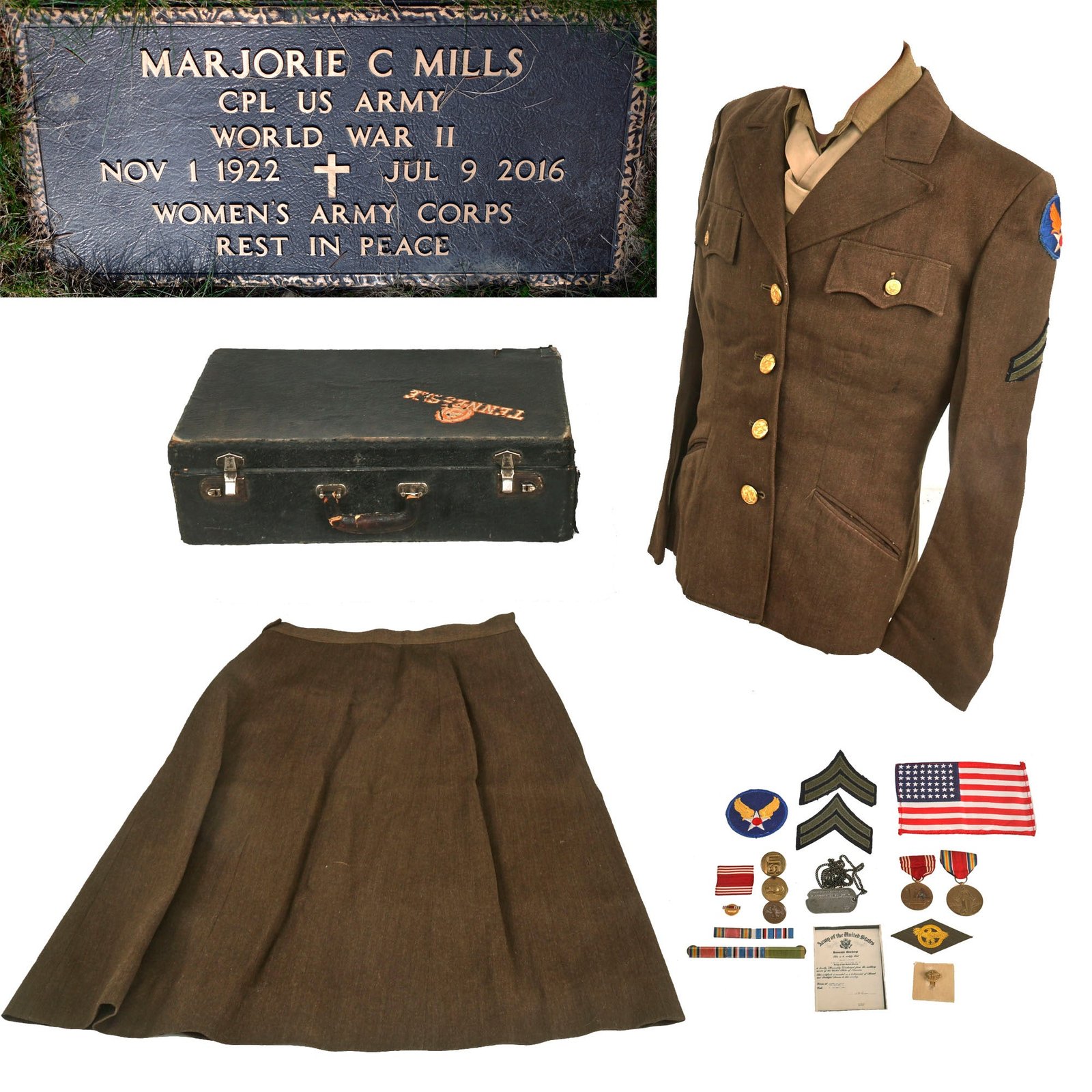 Buy Original U.S. WWII Named Air Women’s Army Corps Air WAC Trunk Uniform Grouping - Marjorie Cumiskey | Original Firearms Antique For Sale