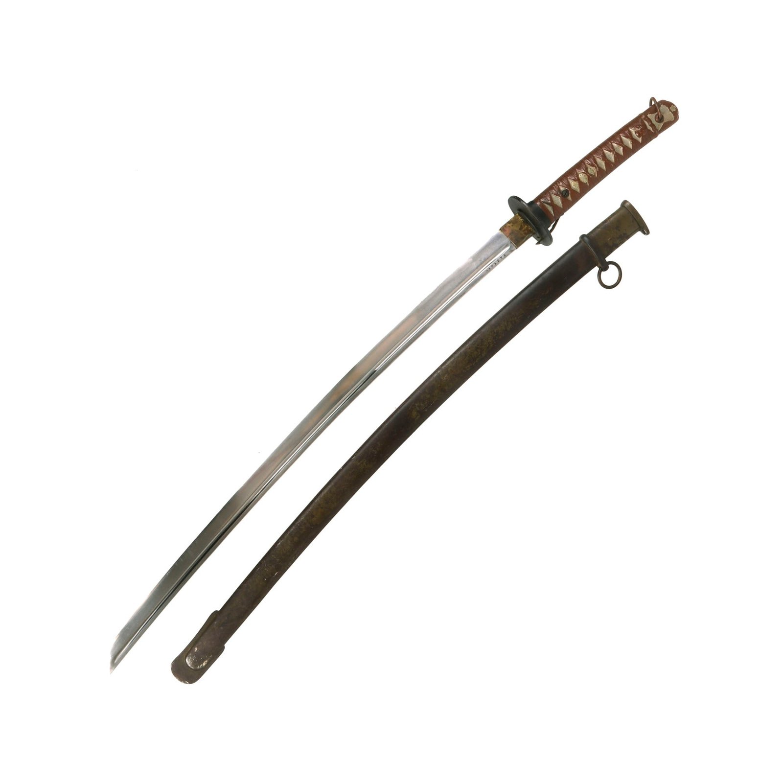 Buy Original WWII Japanese Army Type 95 NCO Aluminum Handle Katana Sword with Excellent Blade & Unmatched Scabbard | Original Firearms Antique For Sale