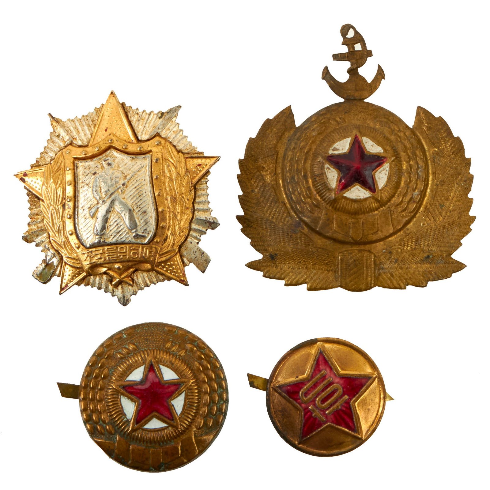 Buy Original North Korean Soldier’s Medal of Honor 2nd Class With Cap Badges - (3) Items | Original Firearms Antique For Sale