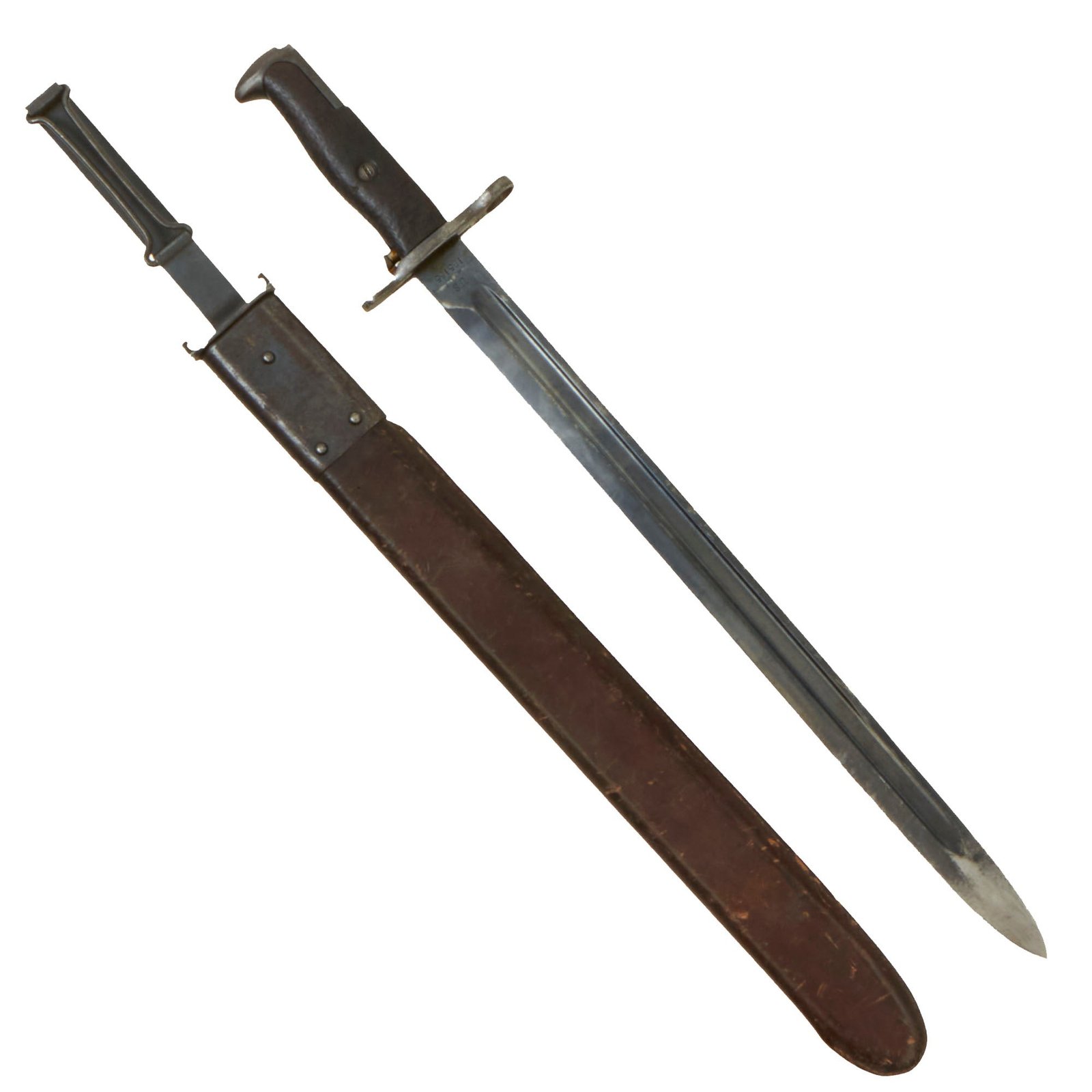 Buy Original U.S. WWI M1905 Springfield 16 inch Rifle Bayonet by R.I.A. with Rare 1st Pattern M1906 Scabbard by R.I.A. - Dated 1910 | Original Firearms Antique For Sale