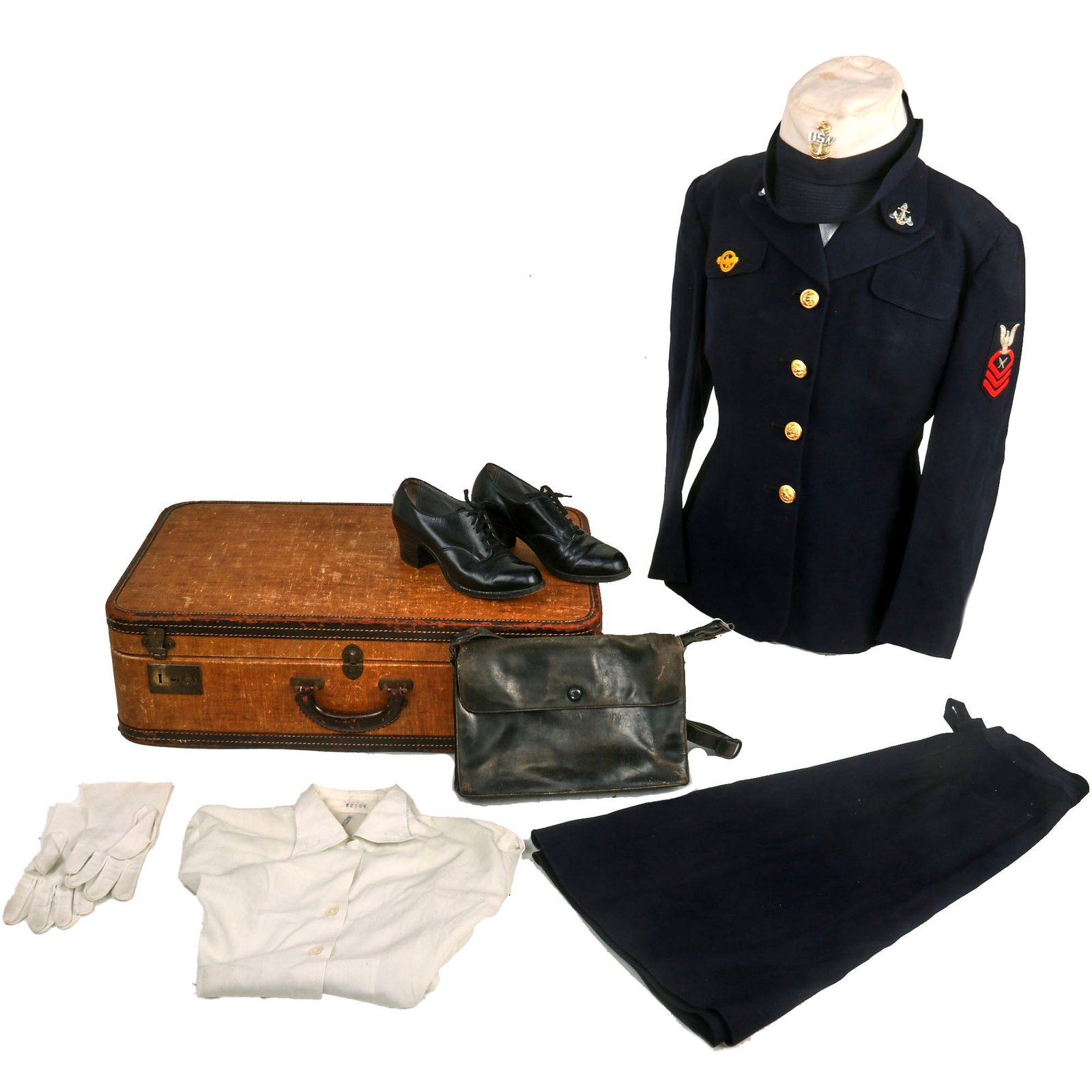 Buy Original U.S. WWII Women Accepted for Volunteer Emergency Service “WAVES” Naval Reserve Blue Service Dress Uniform Grouping For Chief Yeoman Yvonne McManus | Original Firearms Antique For Sale