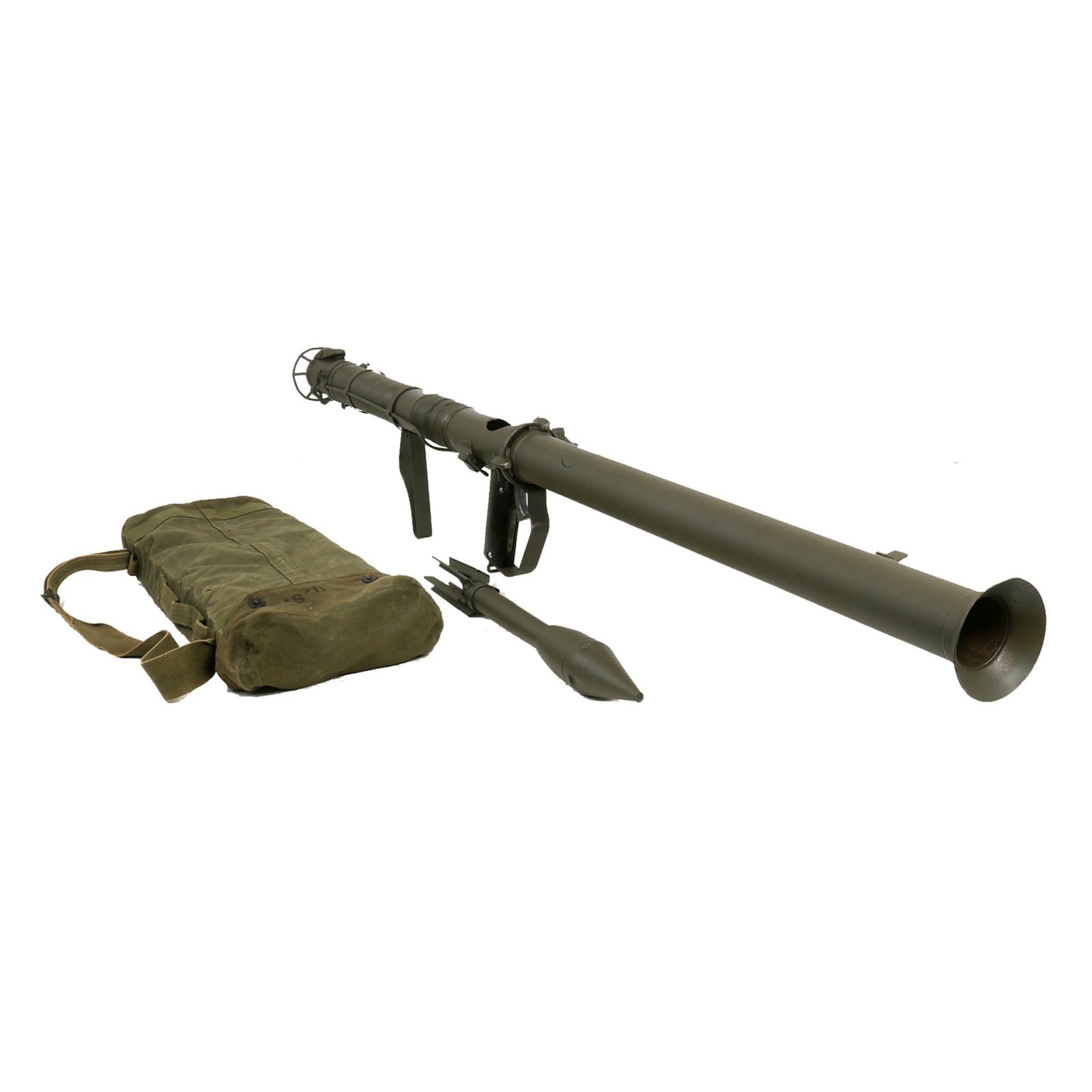 Buy Original U.S. WWII M9A1 Bazooka Anti-Tank Rocket Launcher by General Electric Serial 210613 with Rocket, Rocket Carrier & 3 Tubes - All Inert | Original Firearms Antique For Sale